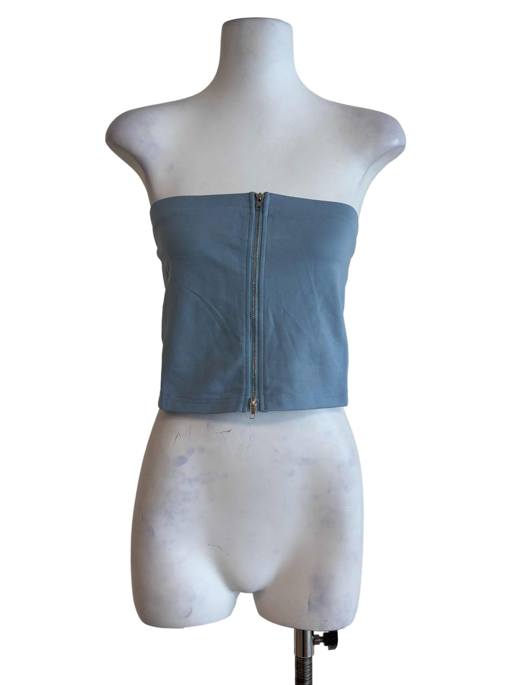 Blue Addy Zip Up Tube Top
