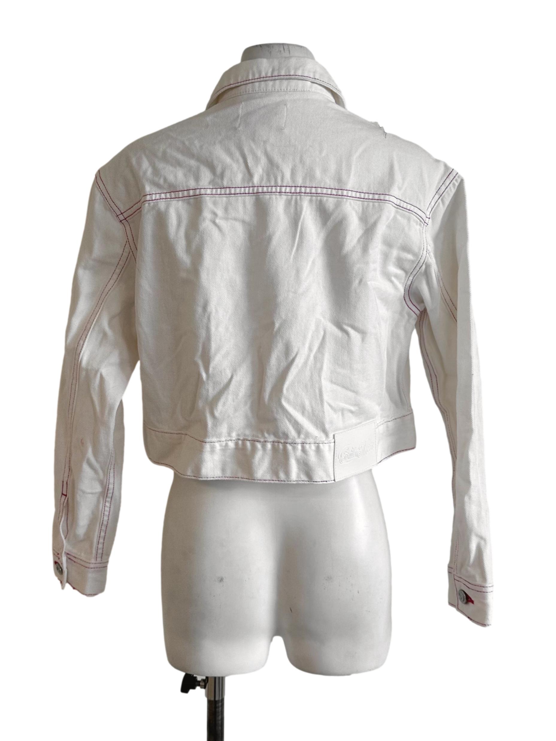 Ivory White Denim Ribbon Jacket