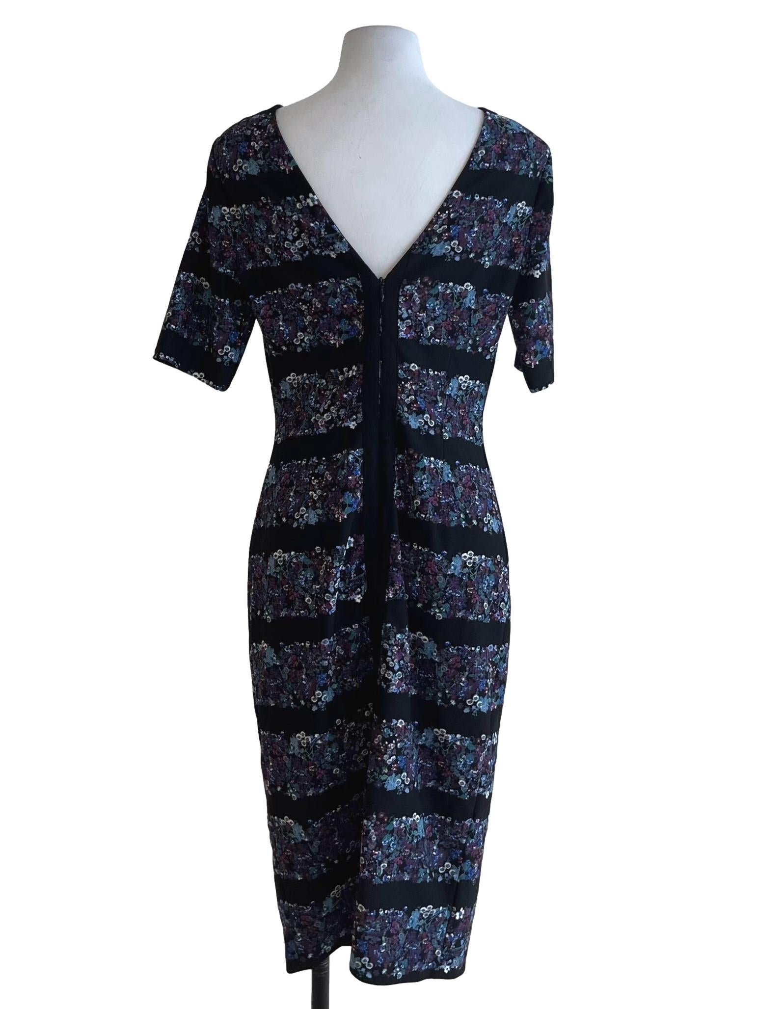 Black Floral Empire Dress