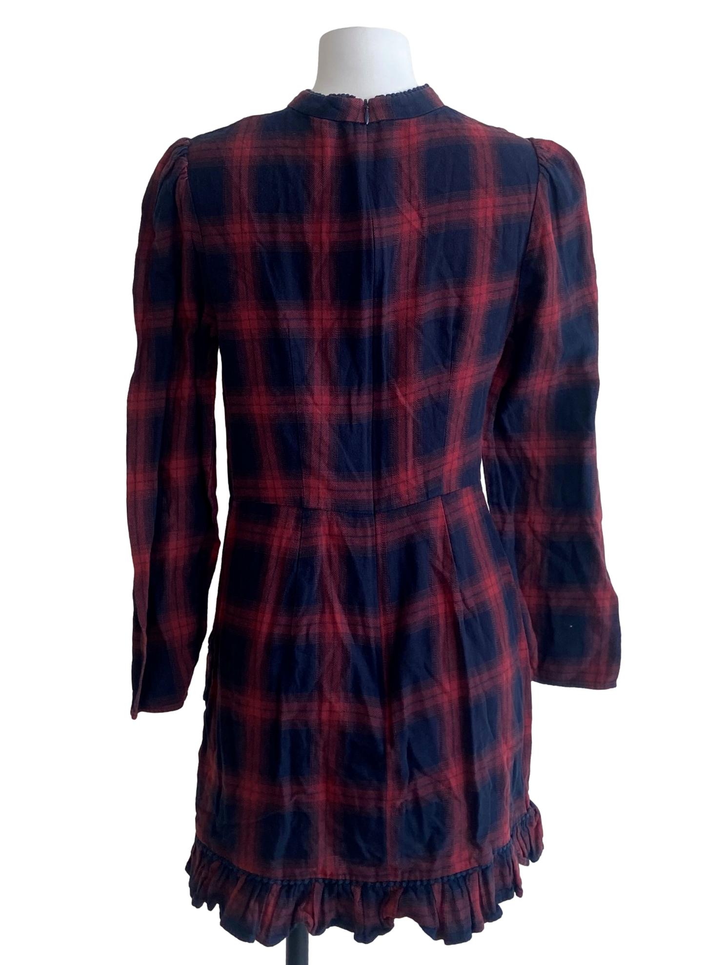 Navy Blue & Red Tartan Shift Dress