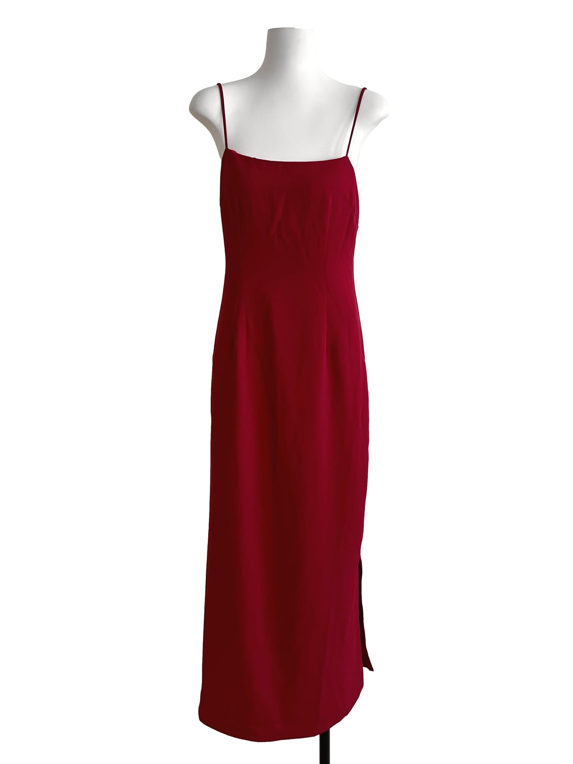 Sashay Red Spaghetti Strap Slit Dress