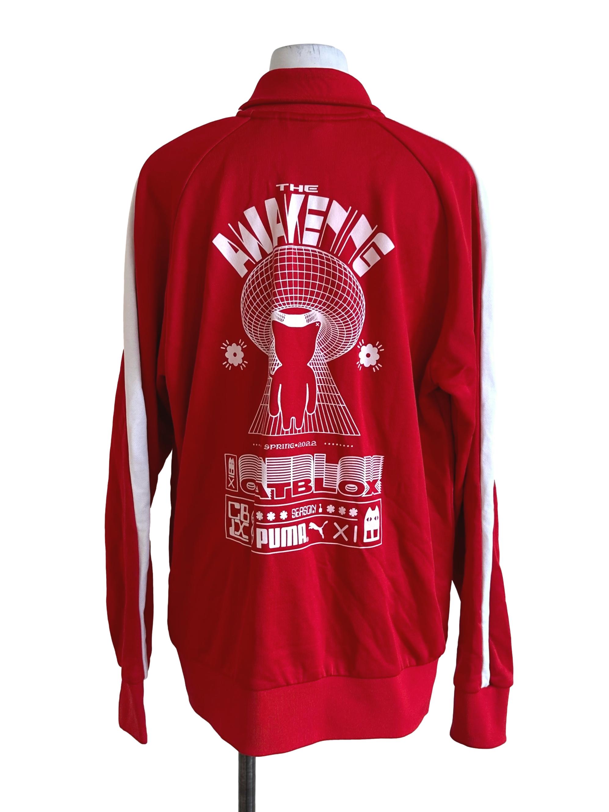 Sashay Red High Neck Back Graphic Sweatshirt Jacket