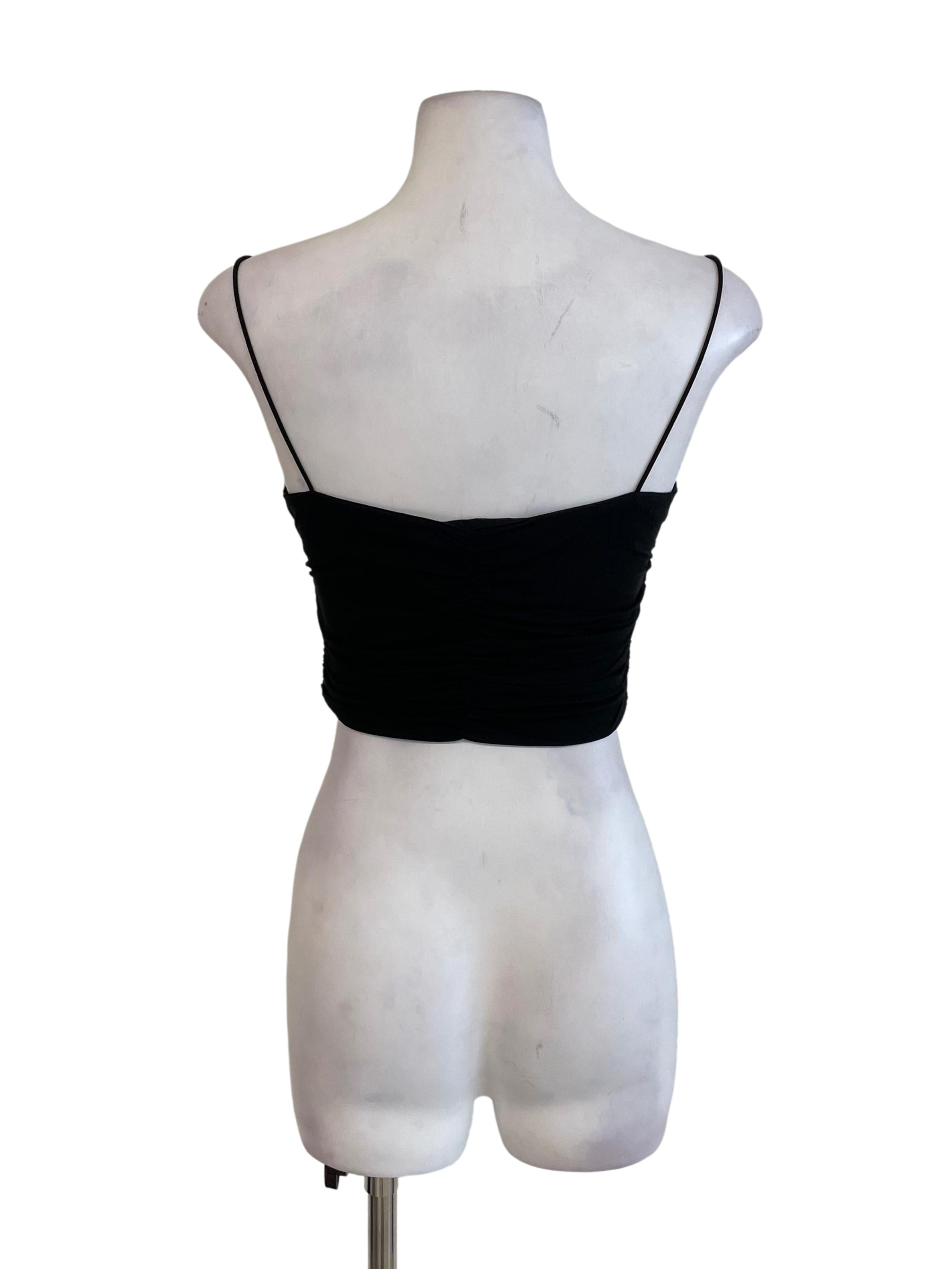 Black Scrunch Cami Crop Top