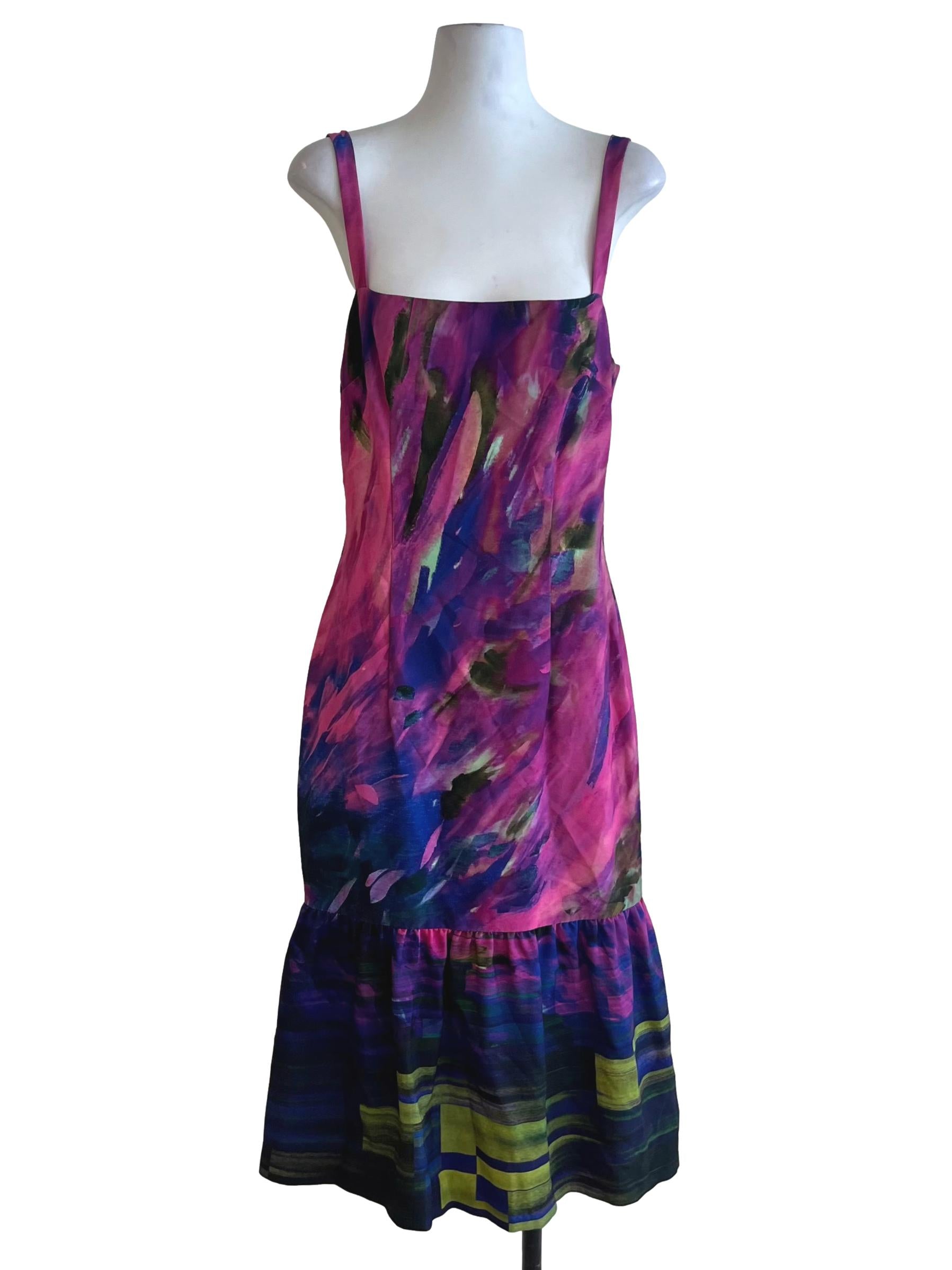 Purple Square Neckline A-Line Dress