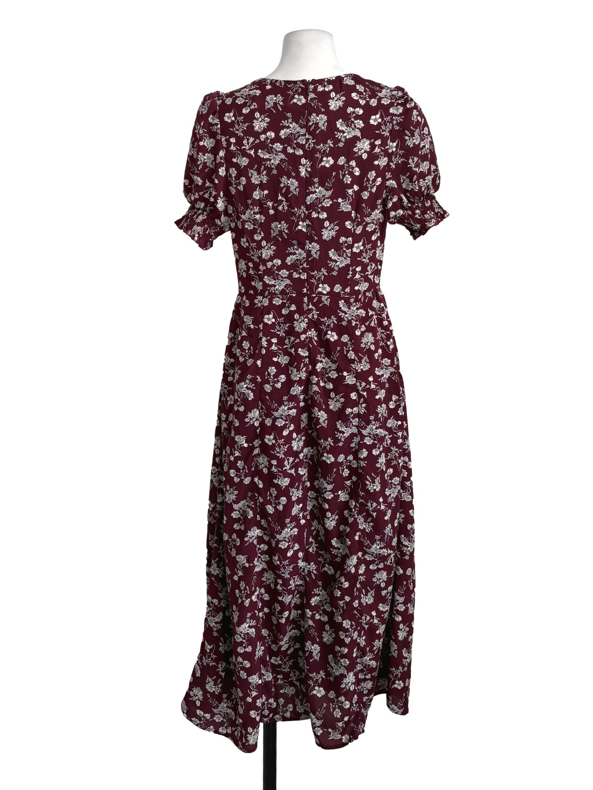 Wine Red Floral Dress