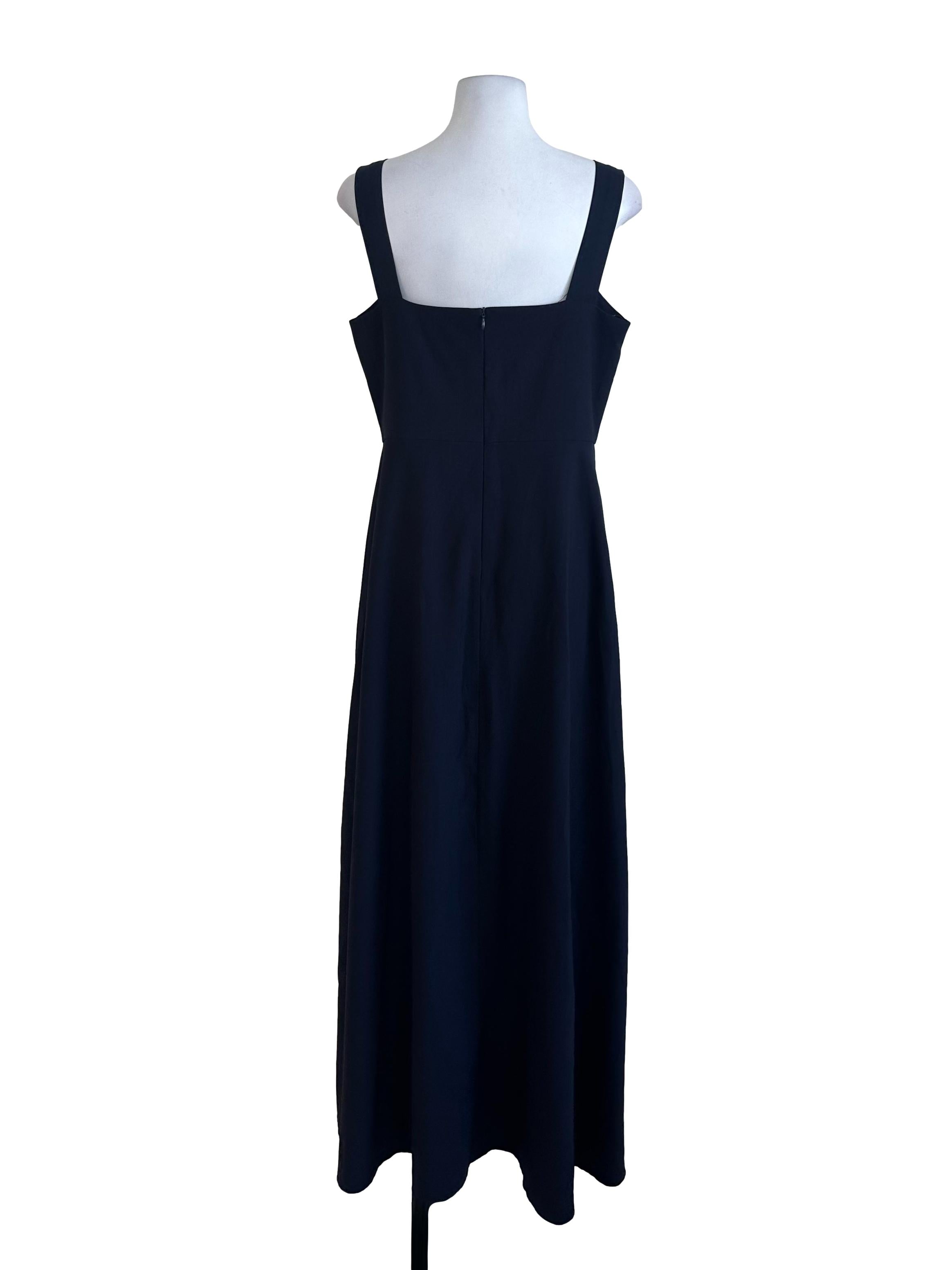 Navy Blue Floral Embroidery Dress