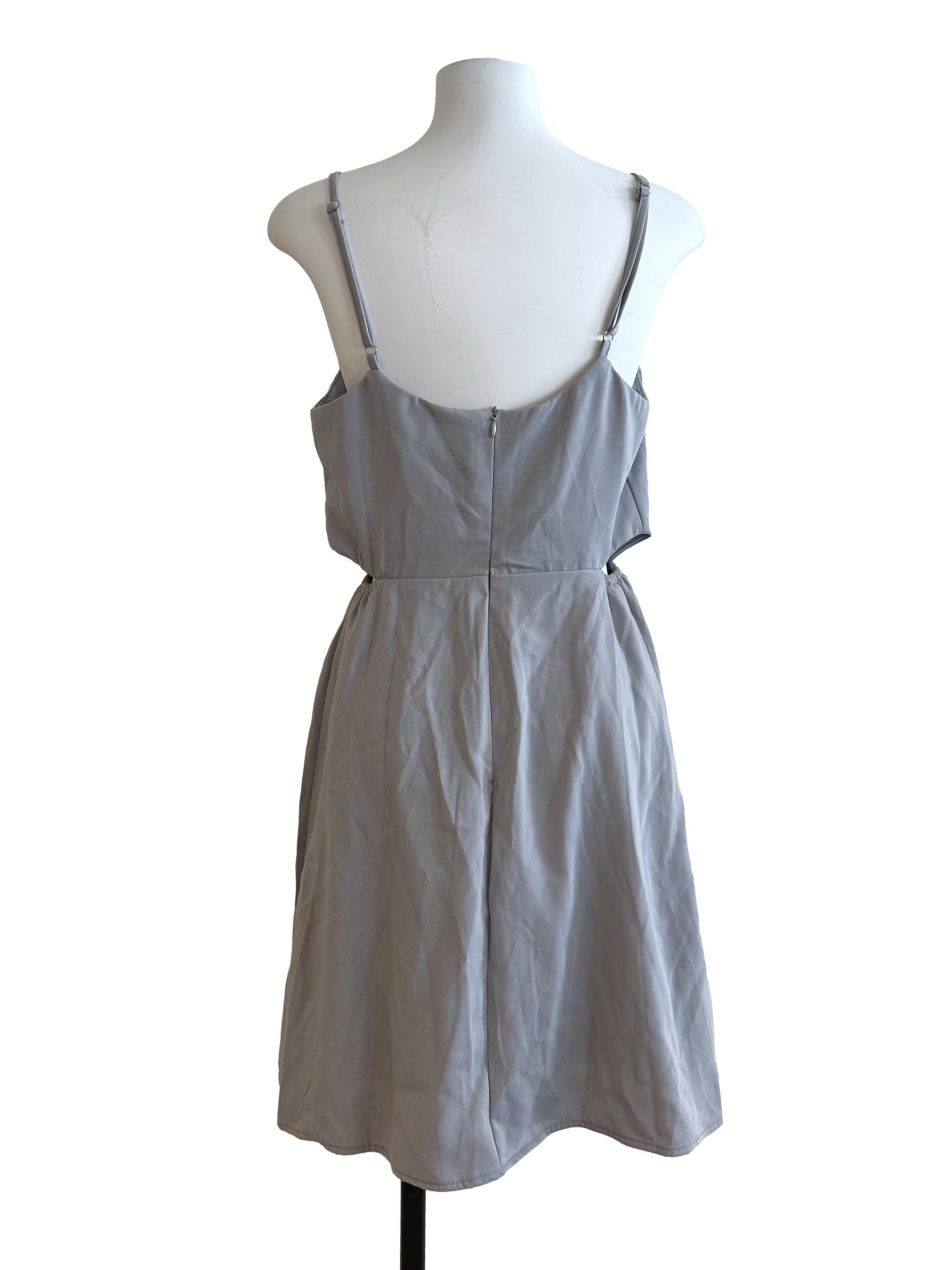 Dusty Blue Cowl Neck Side Open Dress