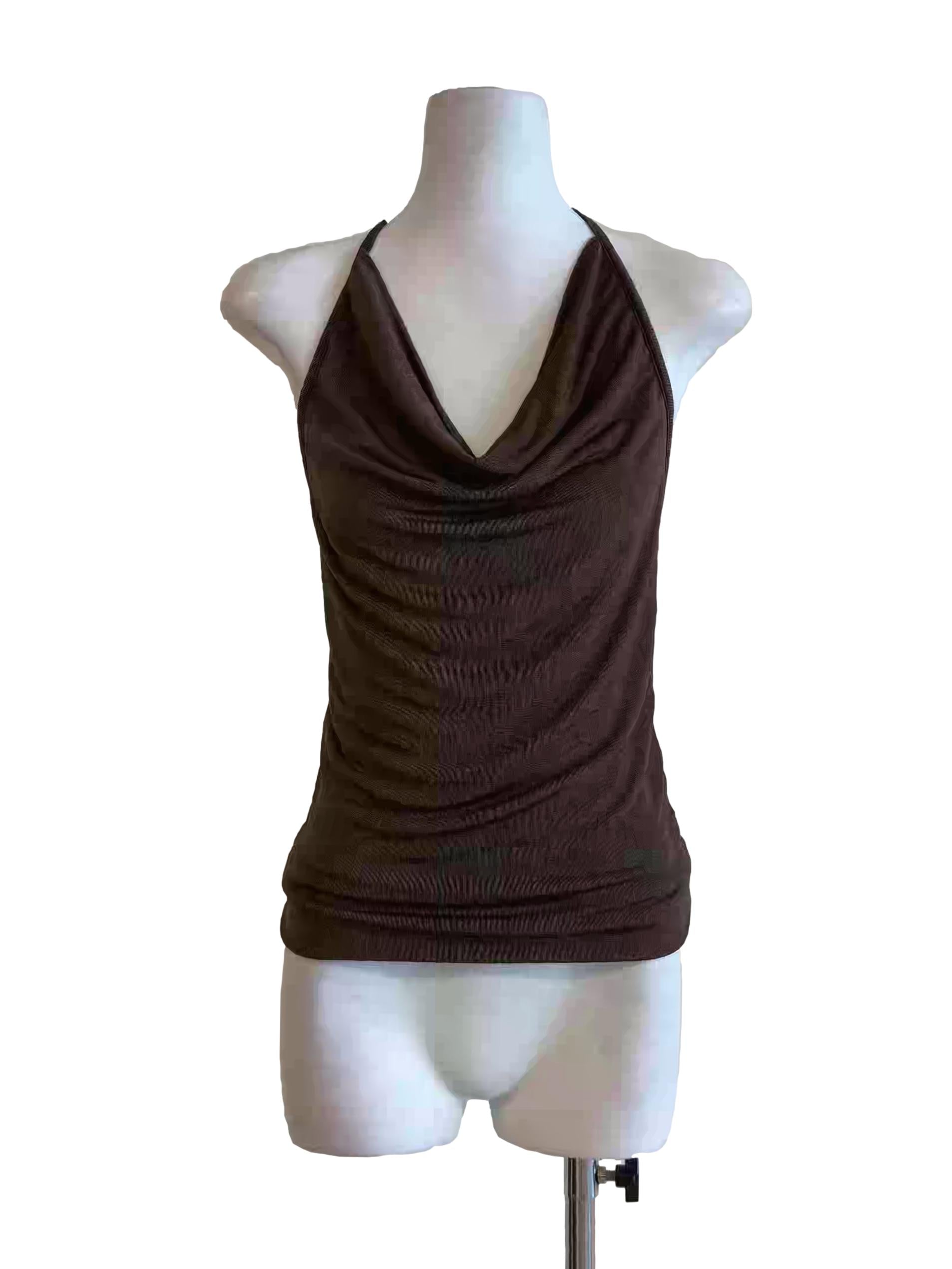Taupe Brown Cowl Halter Top