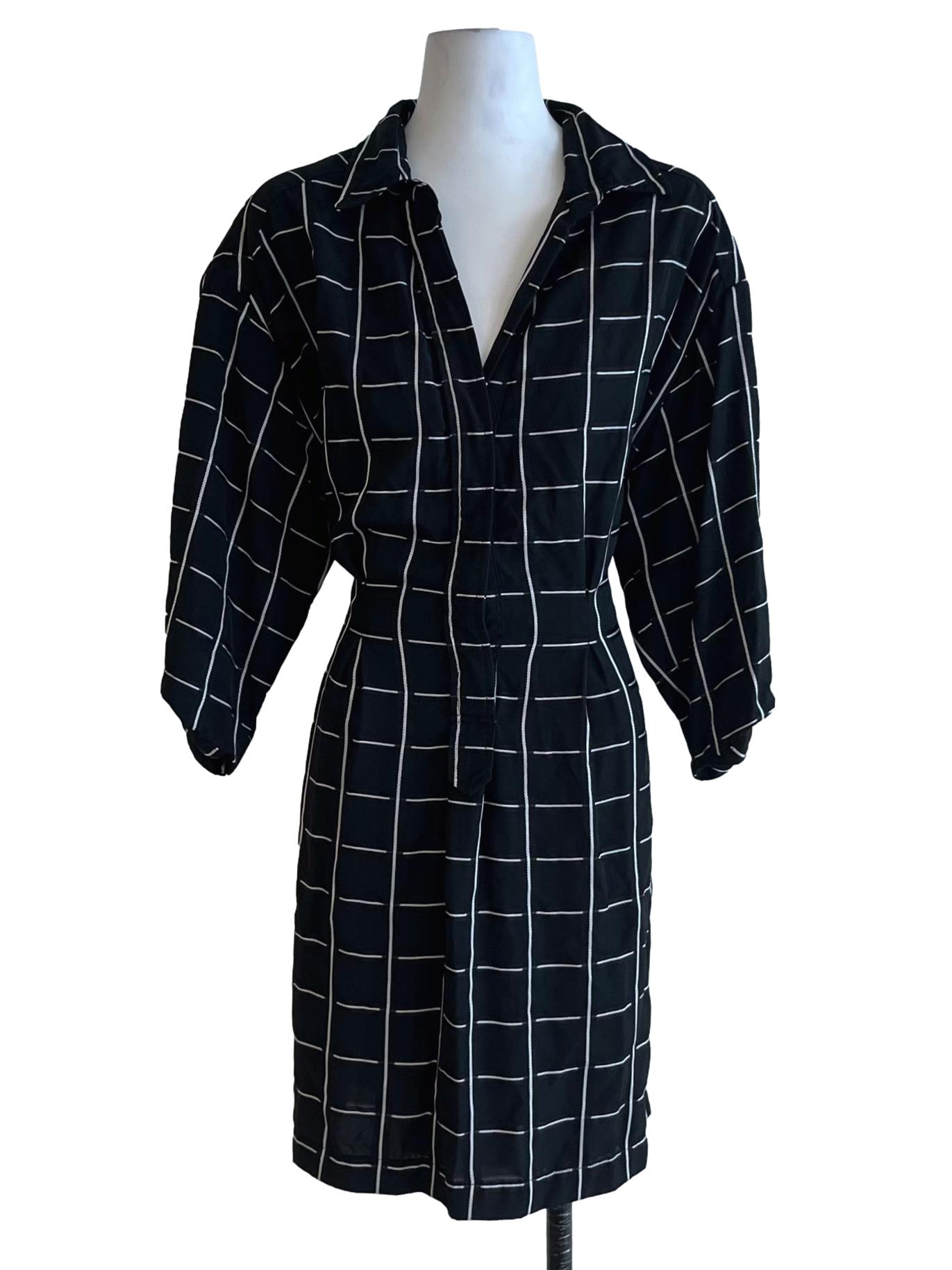 Black Windowpane Empire Dress