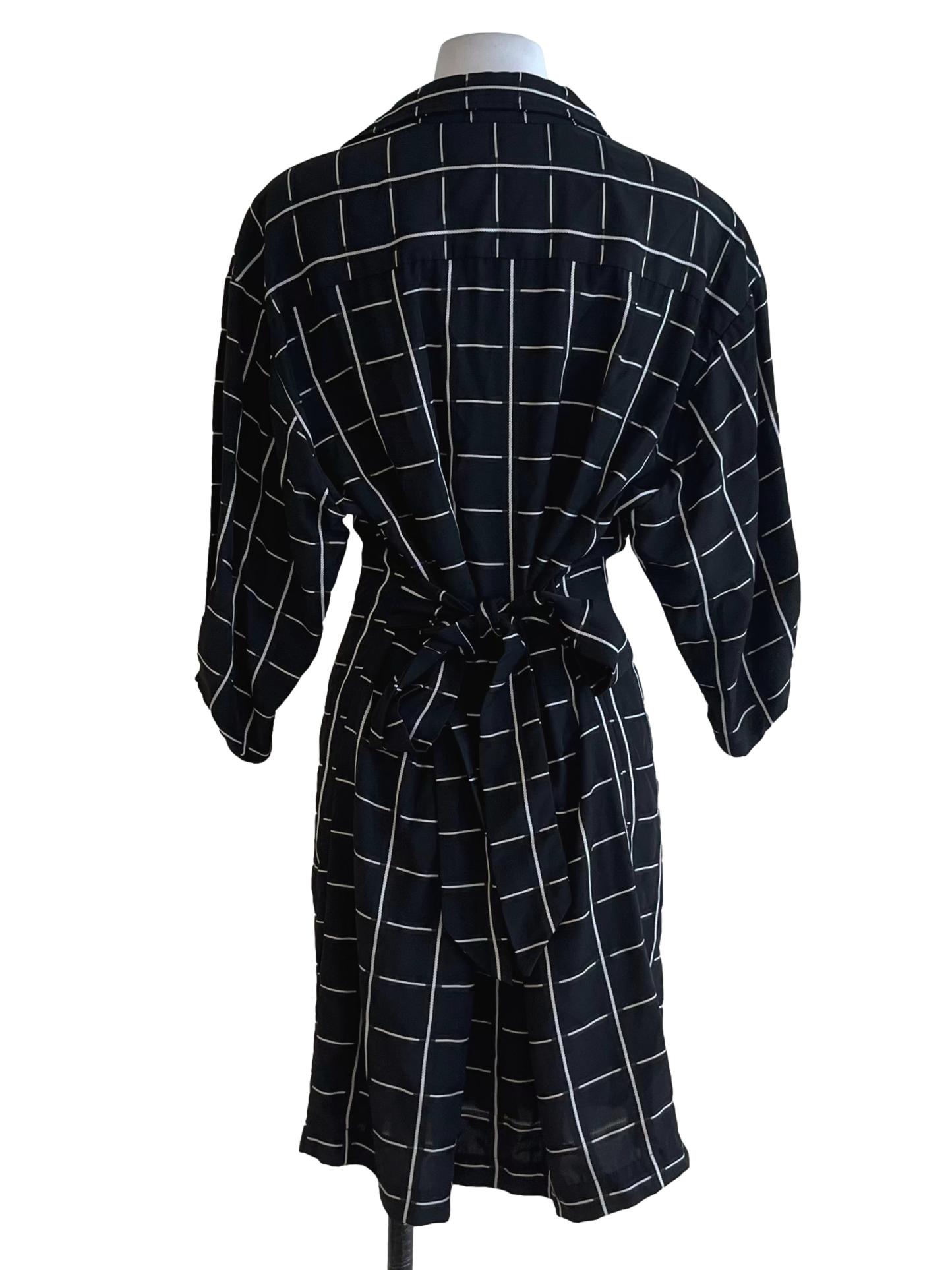 Black Windowpane Empire Dress