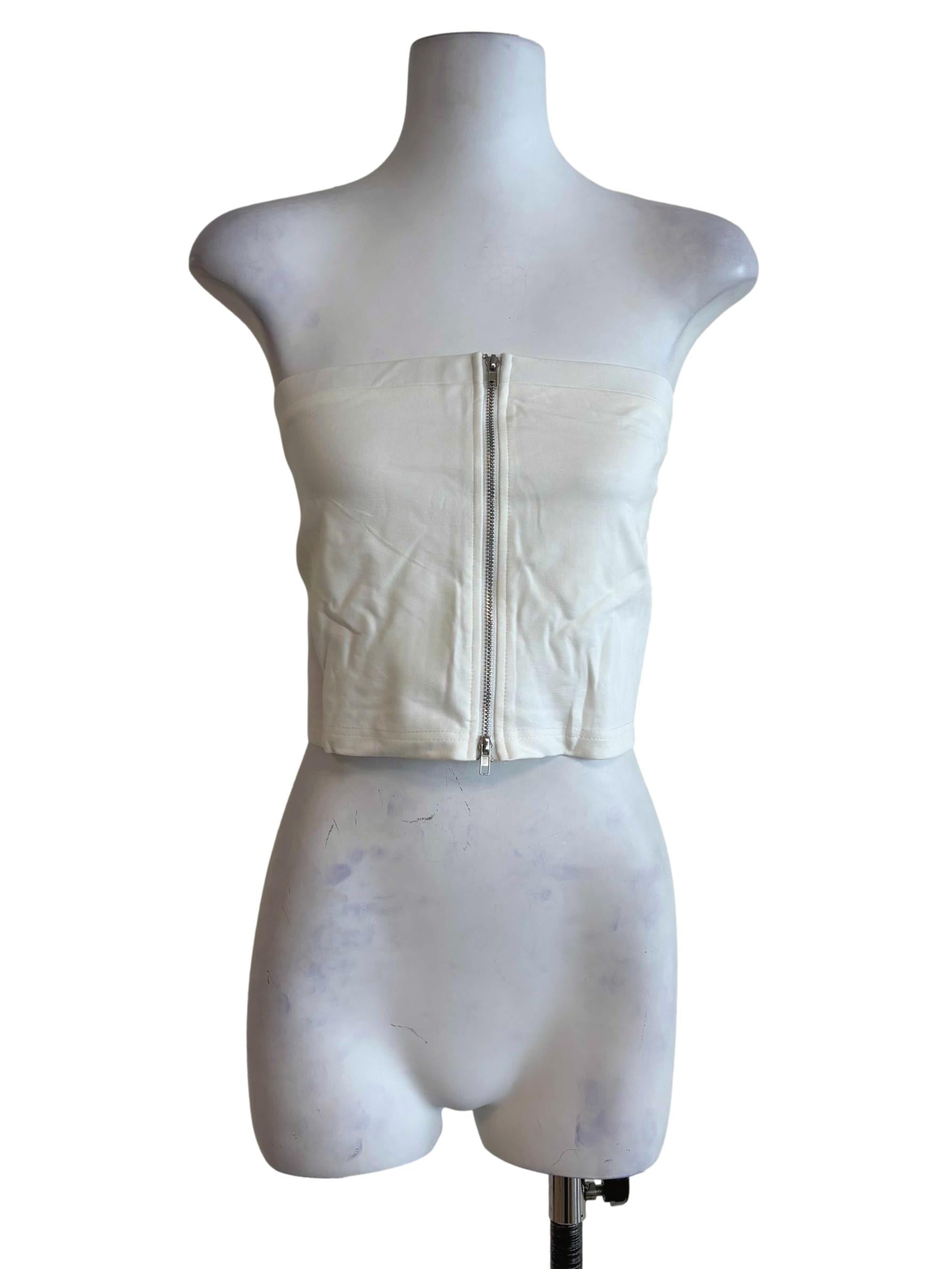 White Addy Zip Up Tube Top