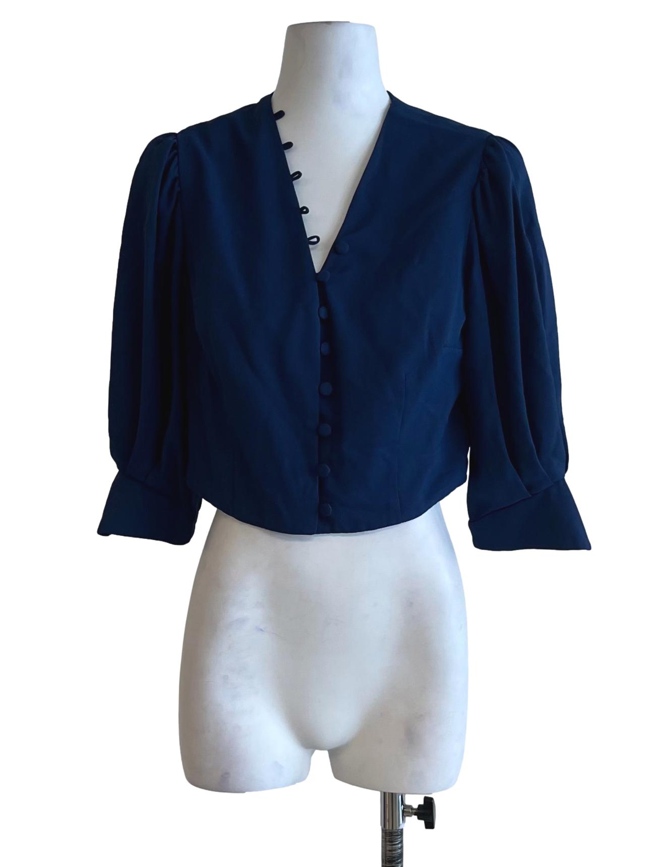Navy Blue V-Neckline Blouse
