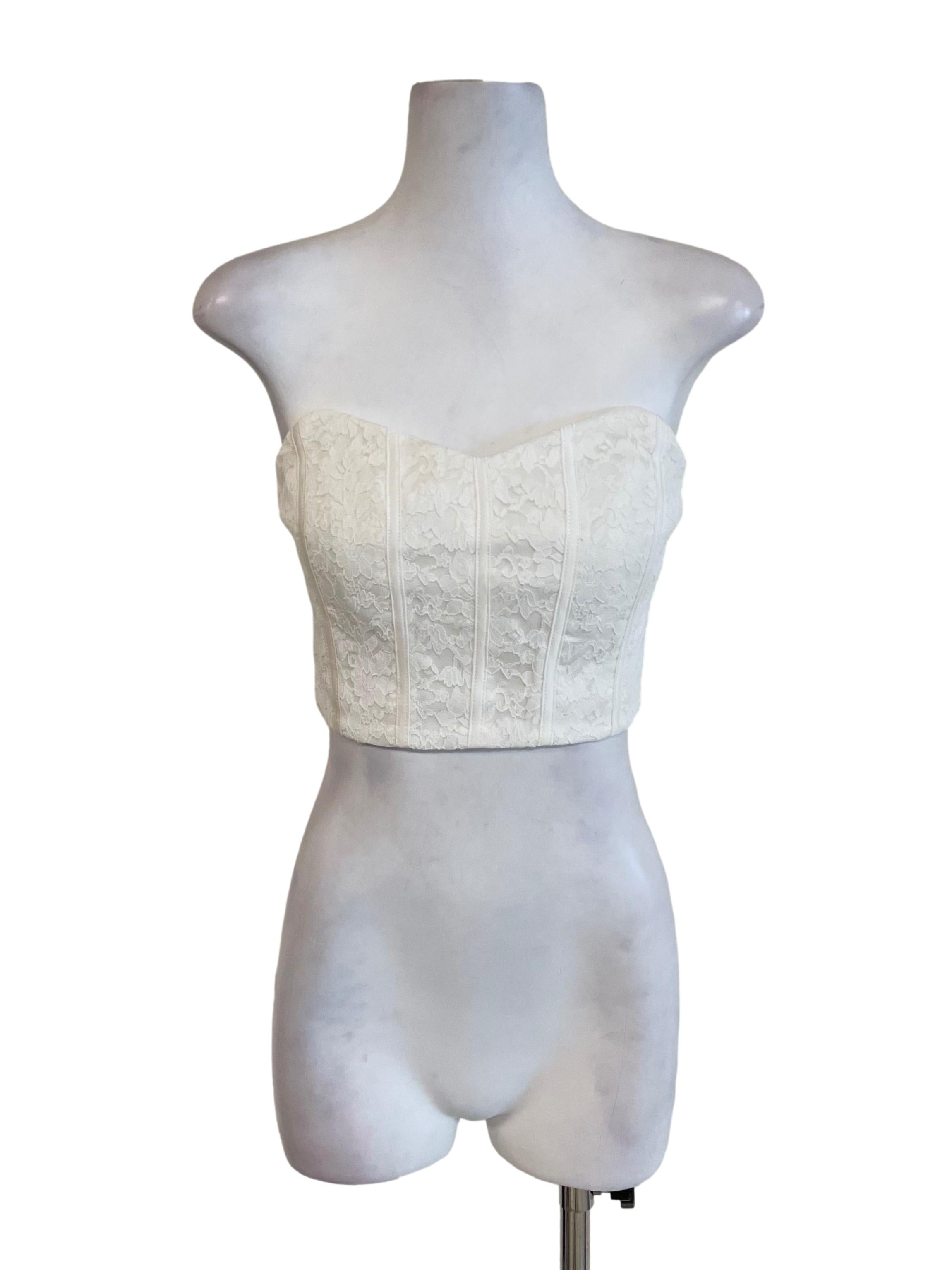 White Lace Corset Tube Top
