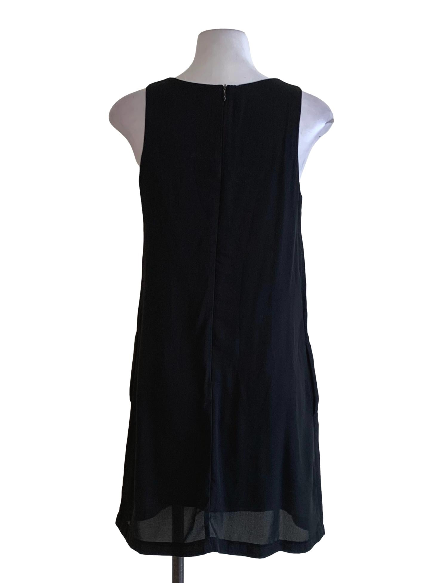 Black Bateau Neckline Shift Dress
