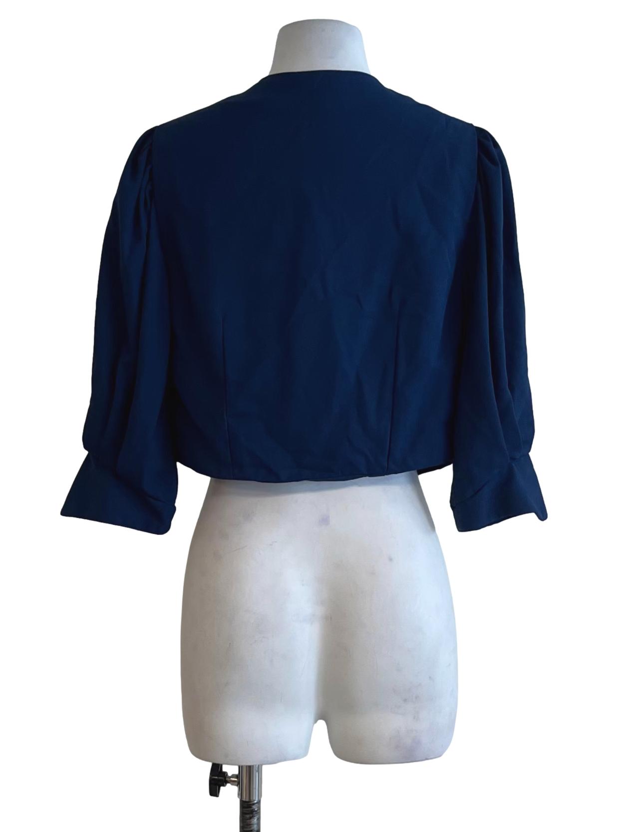 Navy Blue V-Neckline Blouse