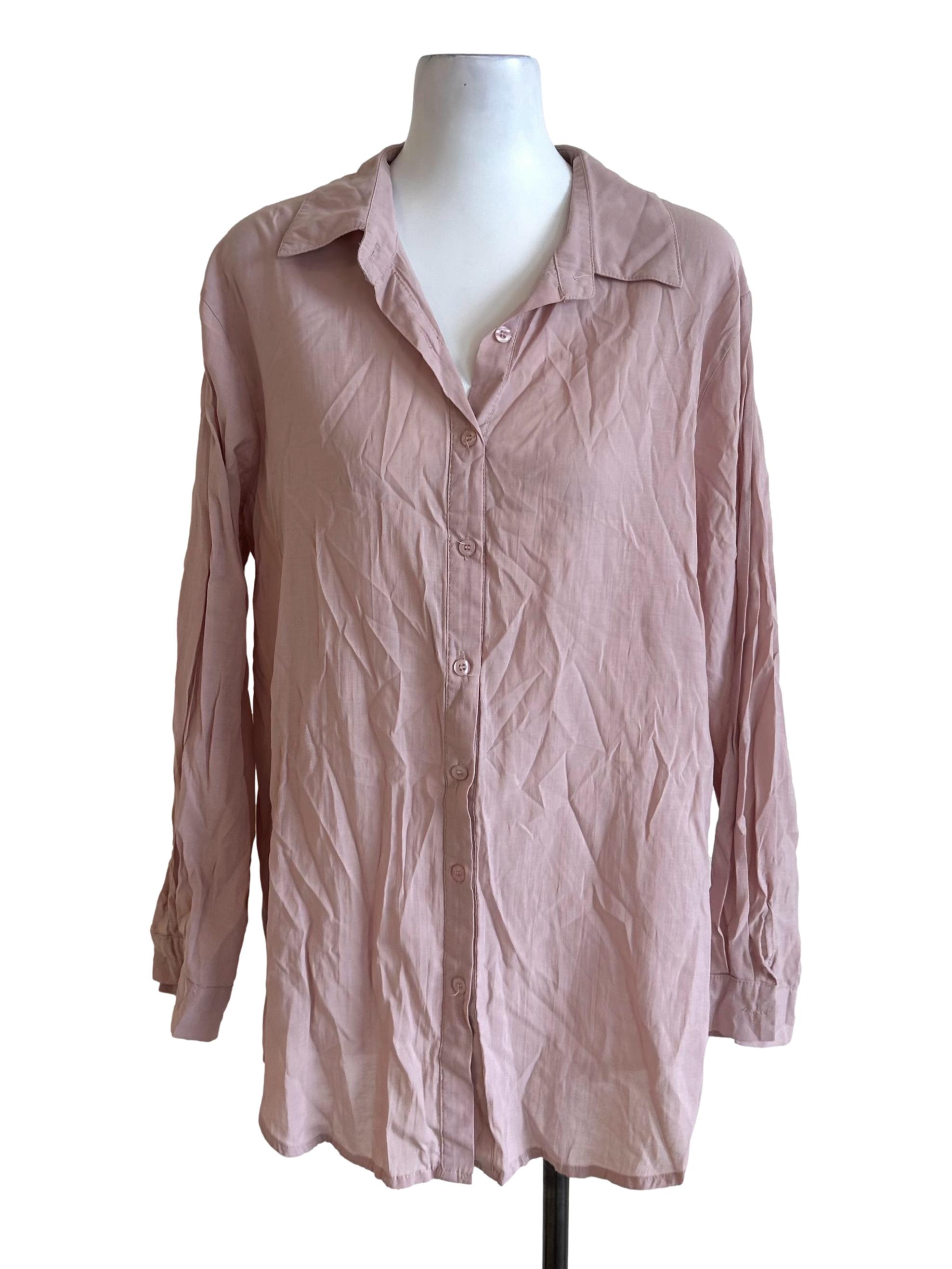 Sepia Brown Collar Long Sleeve Top