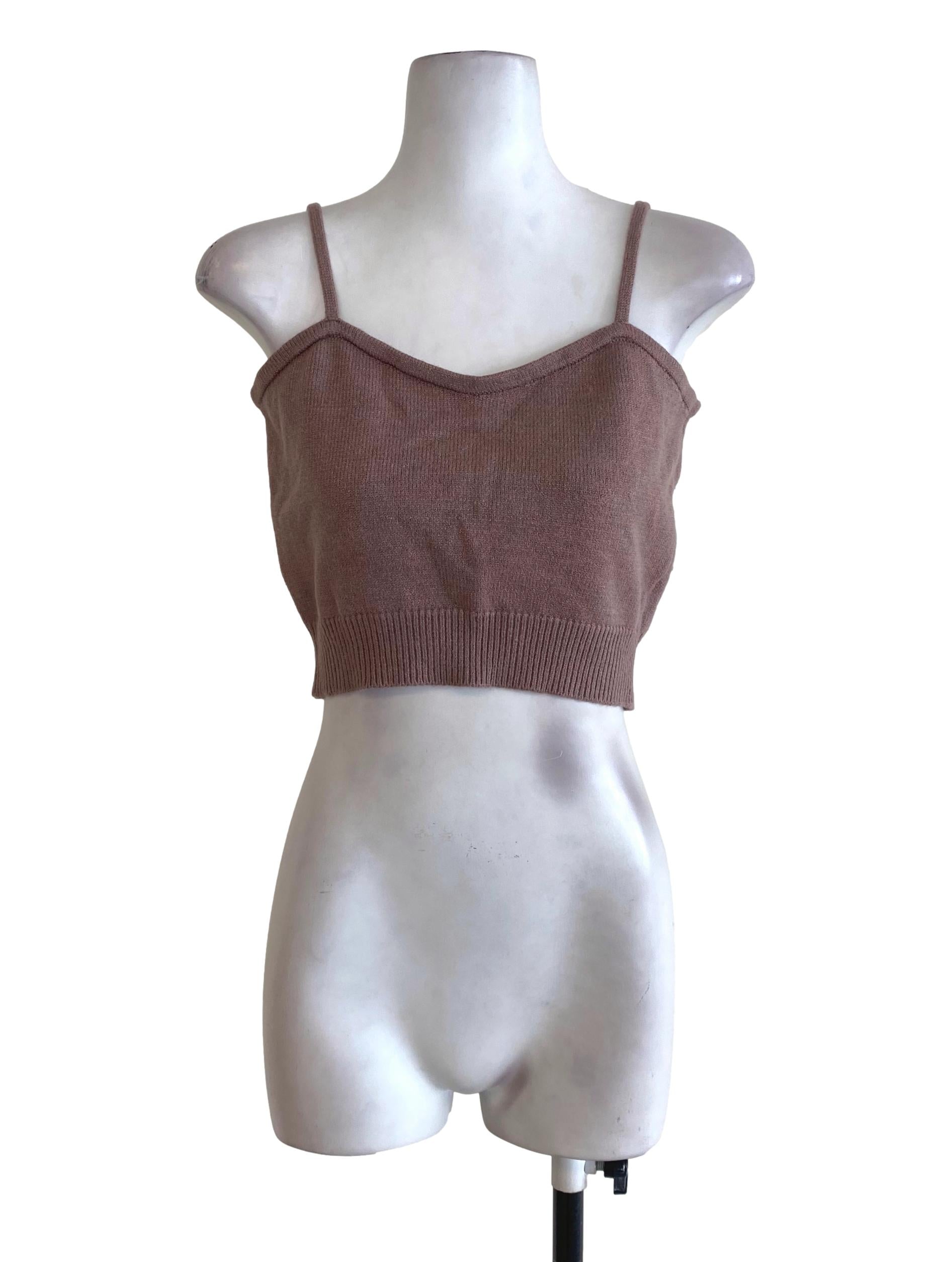Brown Knit Crop Top