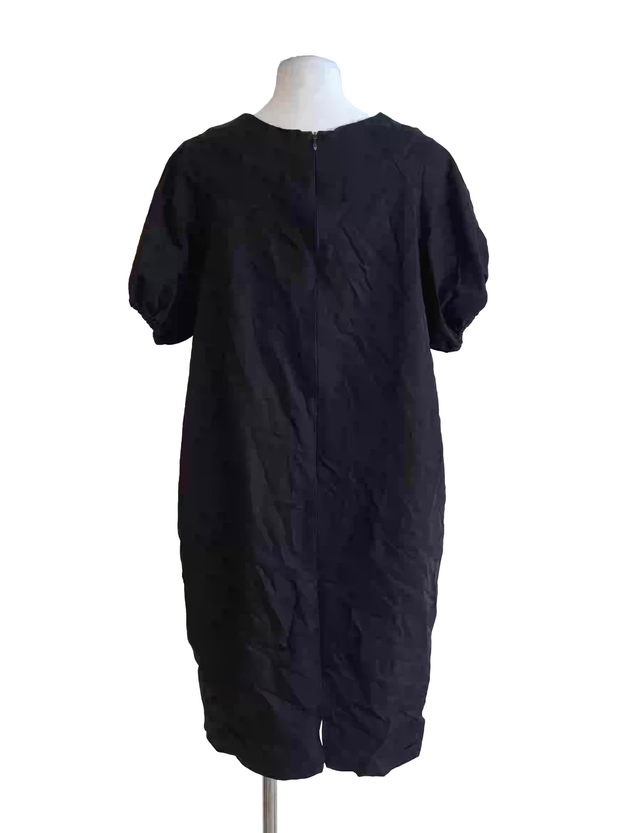 Jet Black Cotton Shift Dress