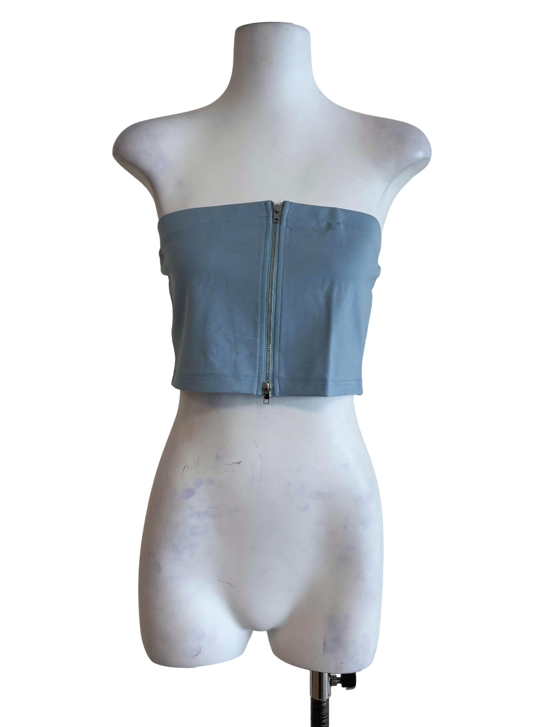 Blue Addy Zip Up Tube Top
