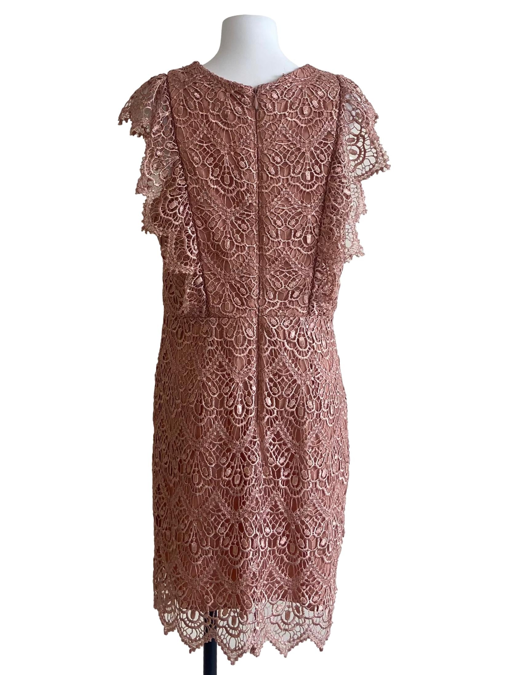 Salmon Pink Floral Lace Shift Dress