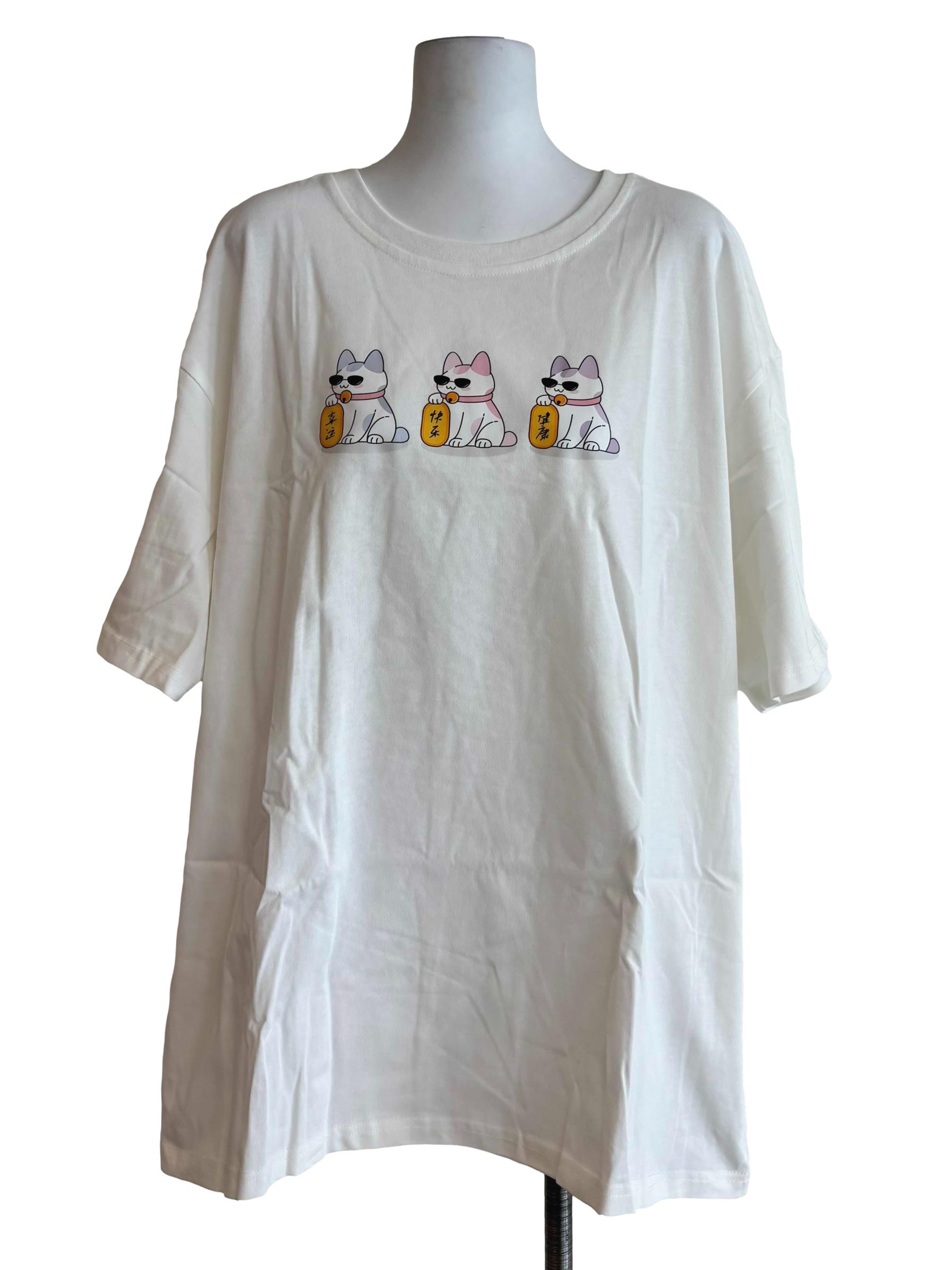 White Fortune Cat Tee