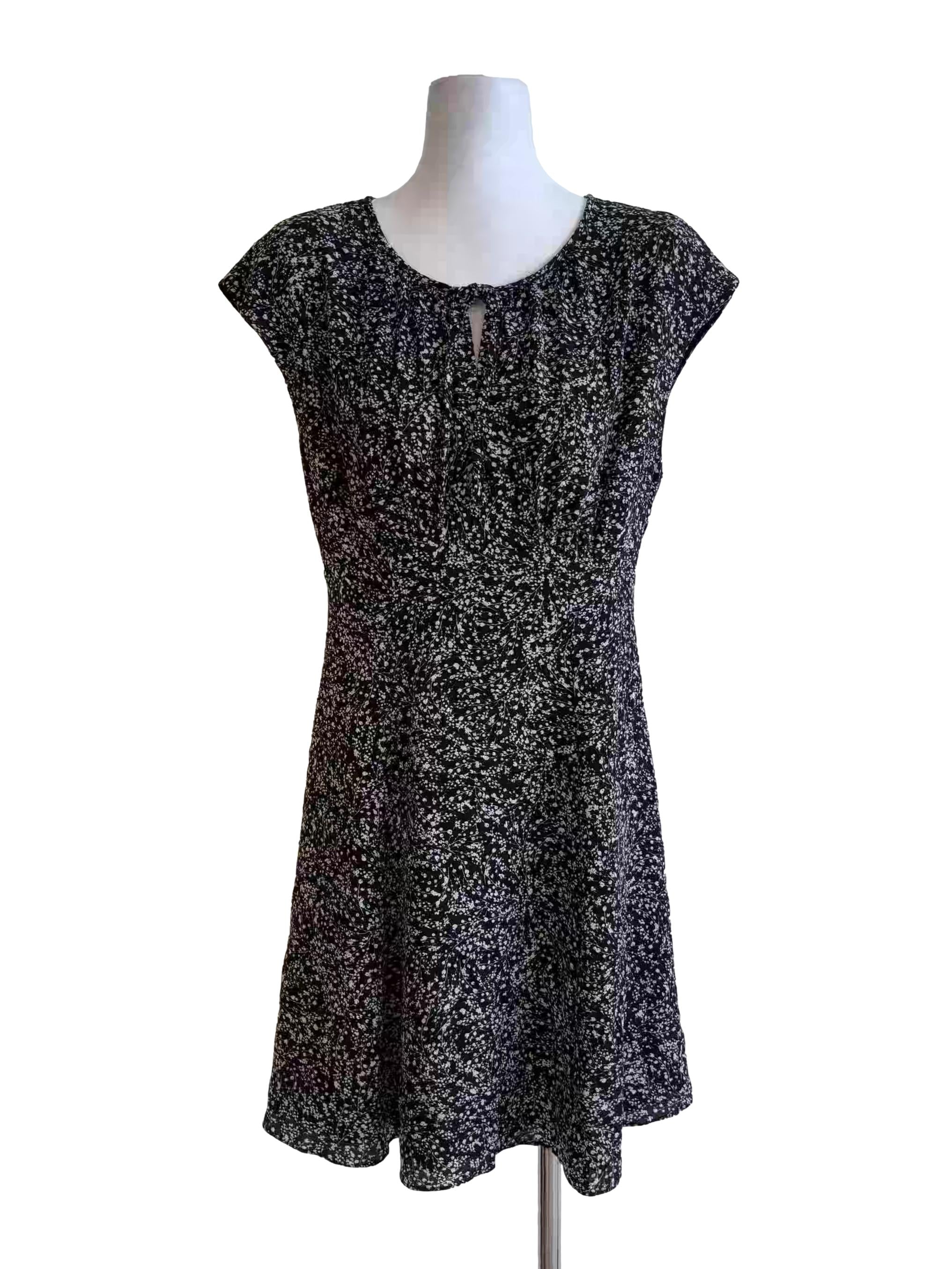 Black And White Printed A-Line Dress