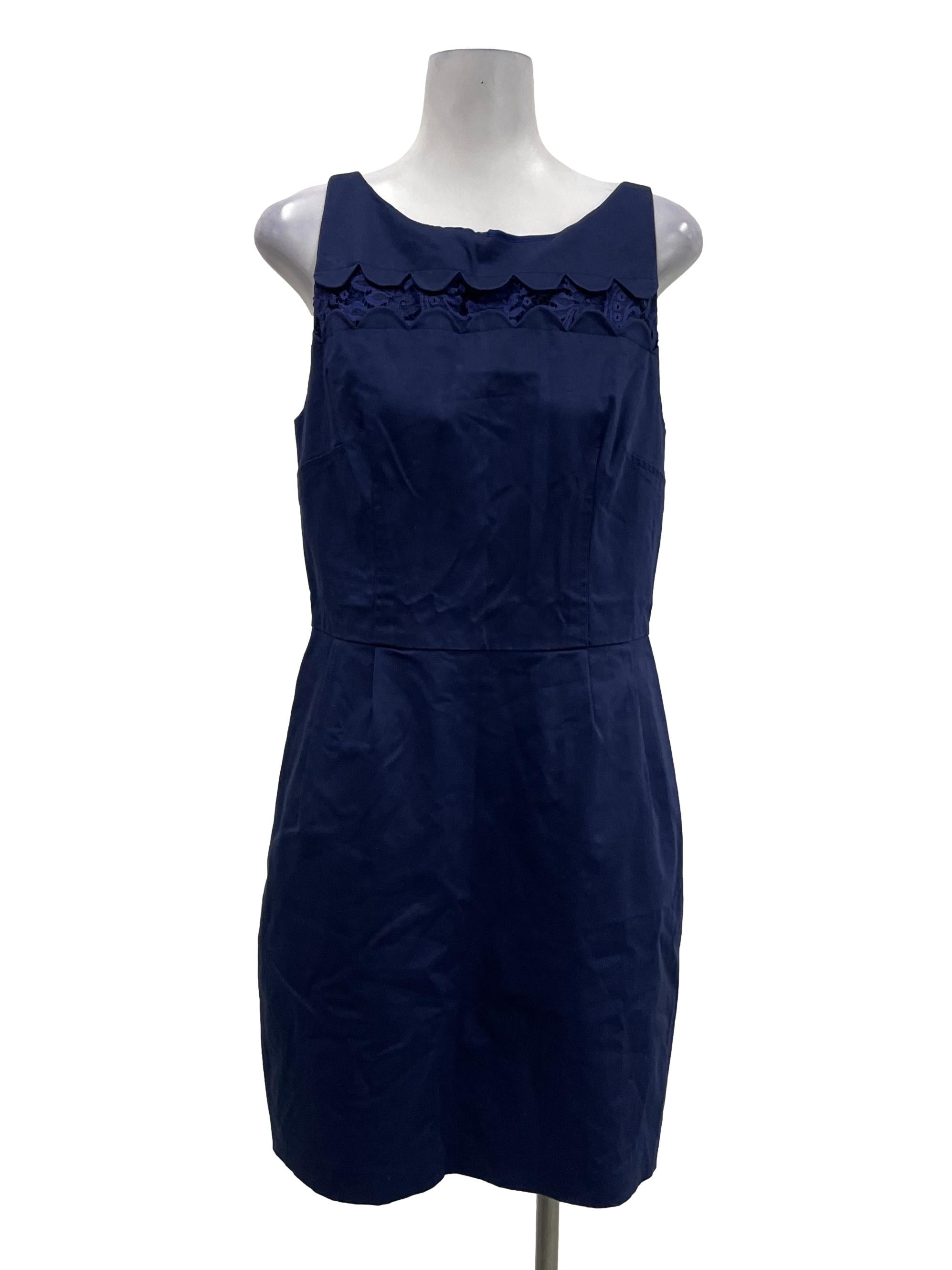 Blue Round Neck Shift Dress