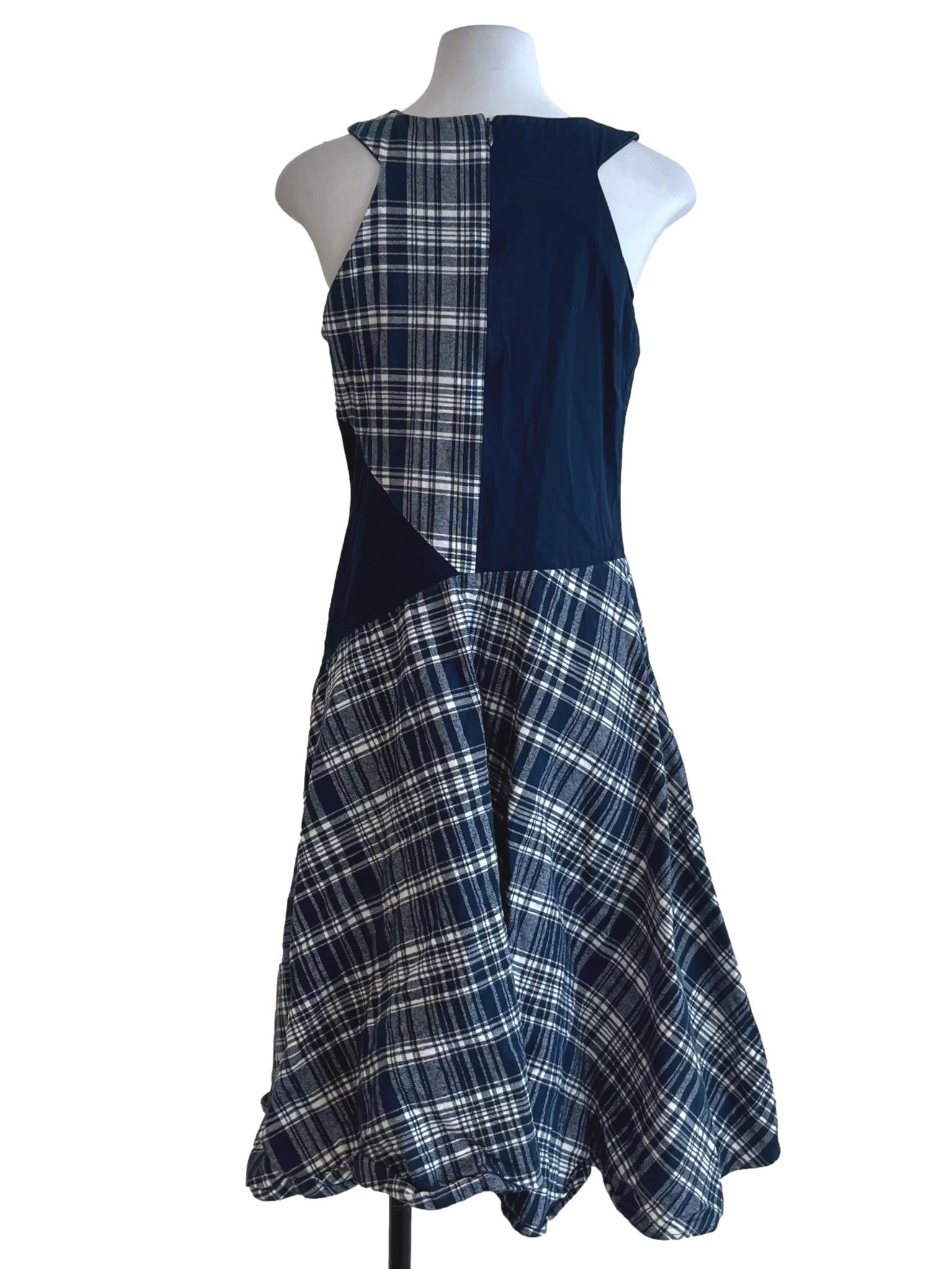 Navy Blue Jewel Neckline A-Line Dress