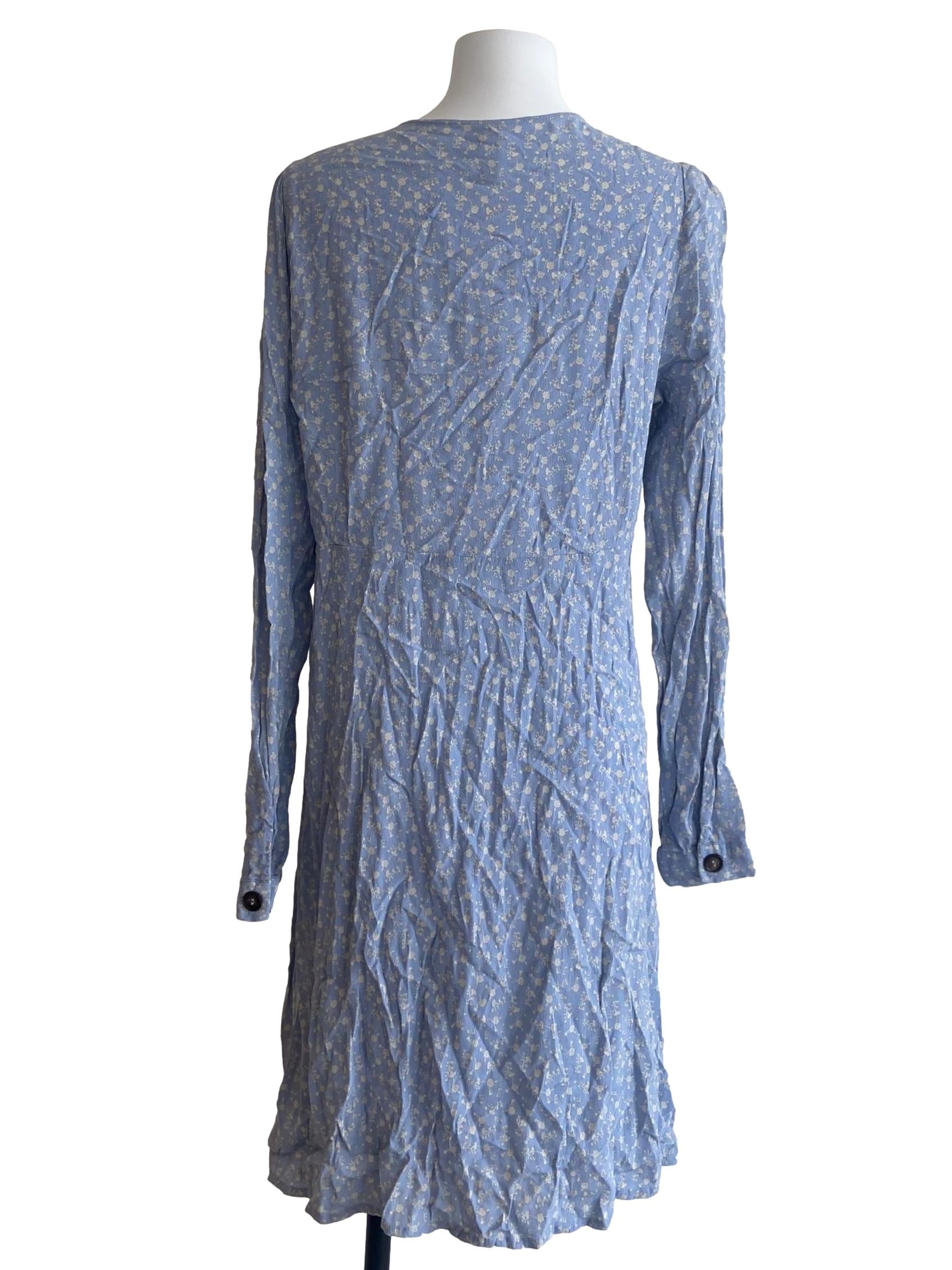 Blue & White Floral Button Down Shirt Dress