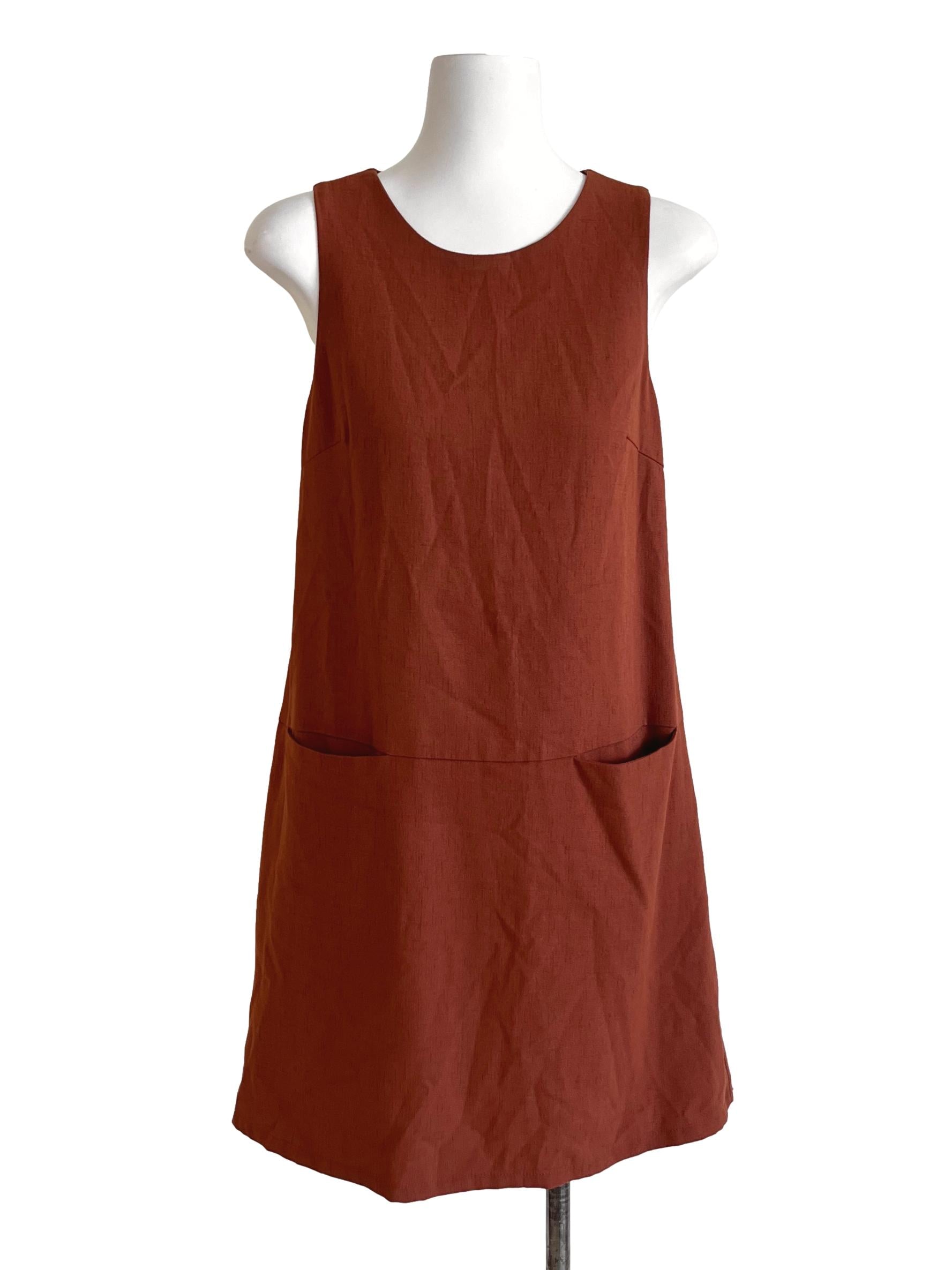 Brick Red Sleeveless Shift Dress TCL