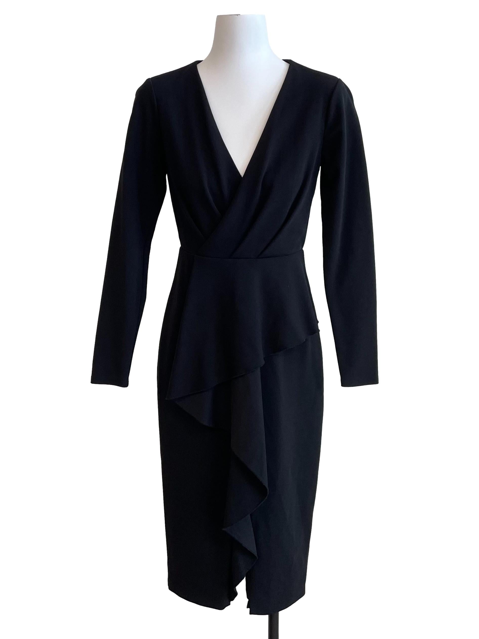 Black V Neck Joanna Wrap Dress