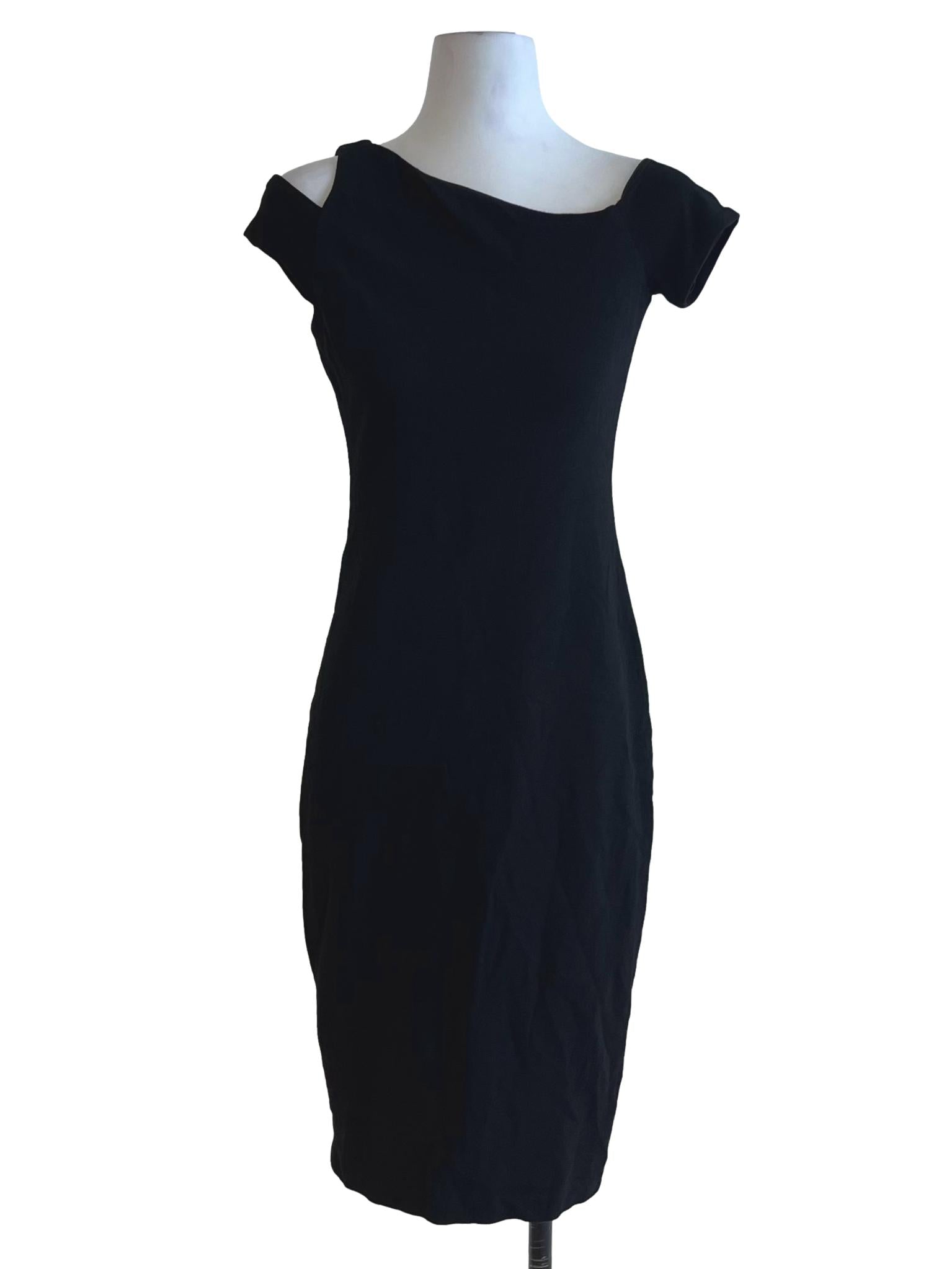 Black Sabrina Neckline Sheath Dress