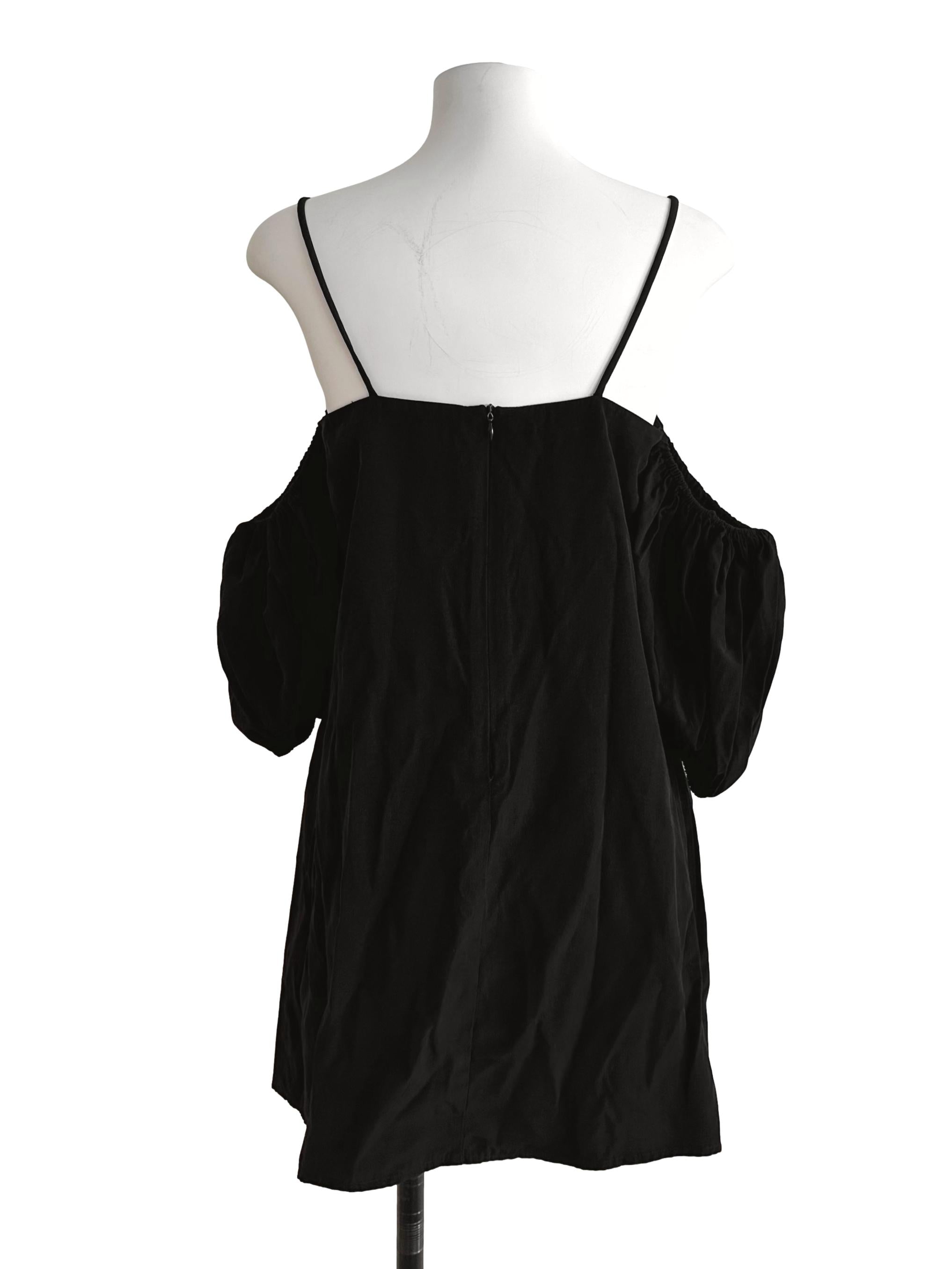 Raven Black Square Neck Off Shoulder Dress TTR
