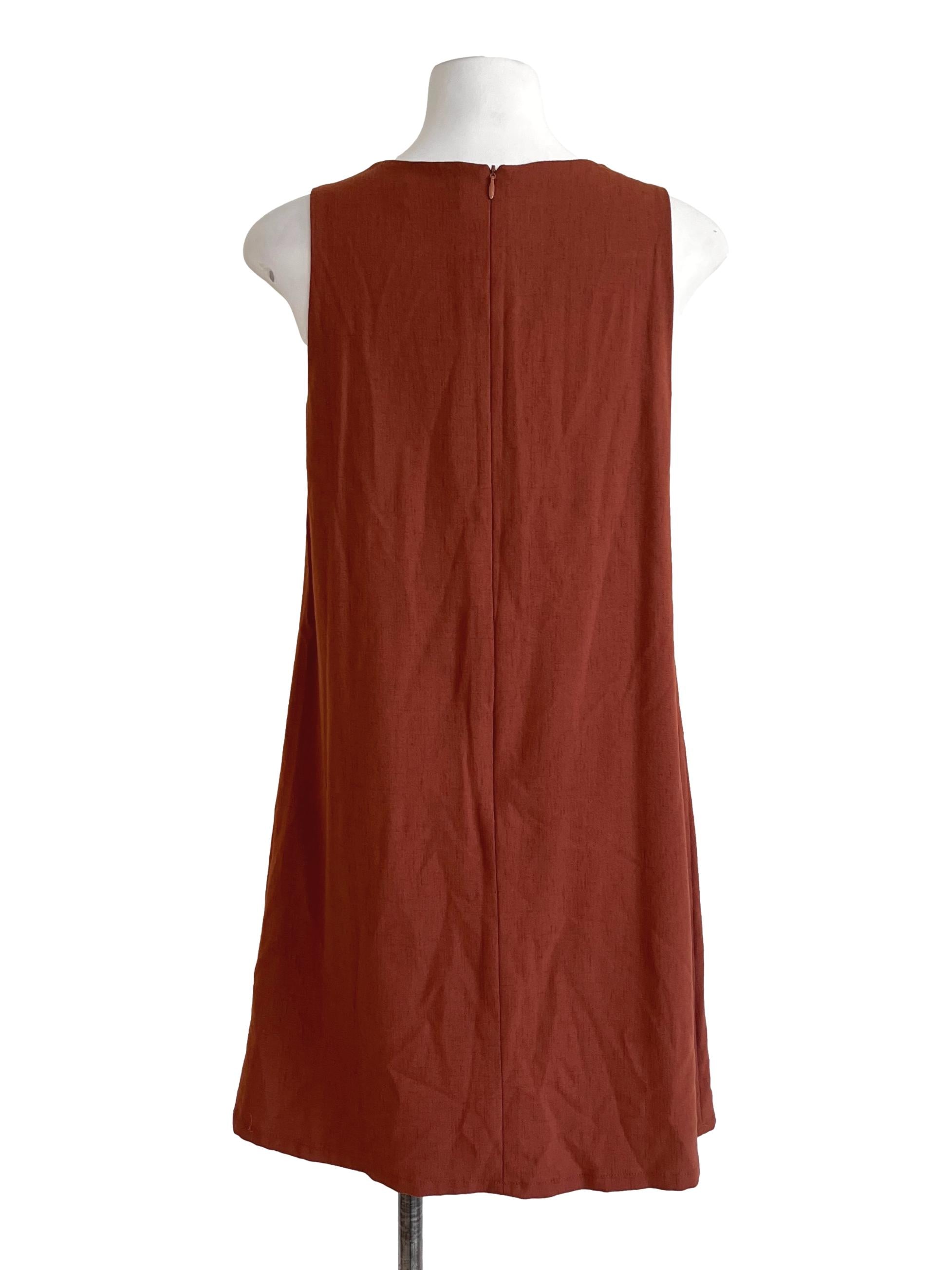 Brick Red Sleeveless Shift Dress TCL