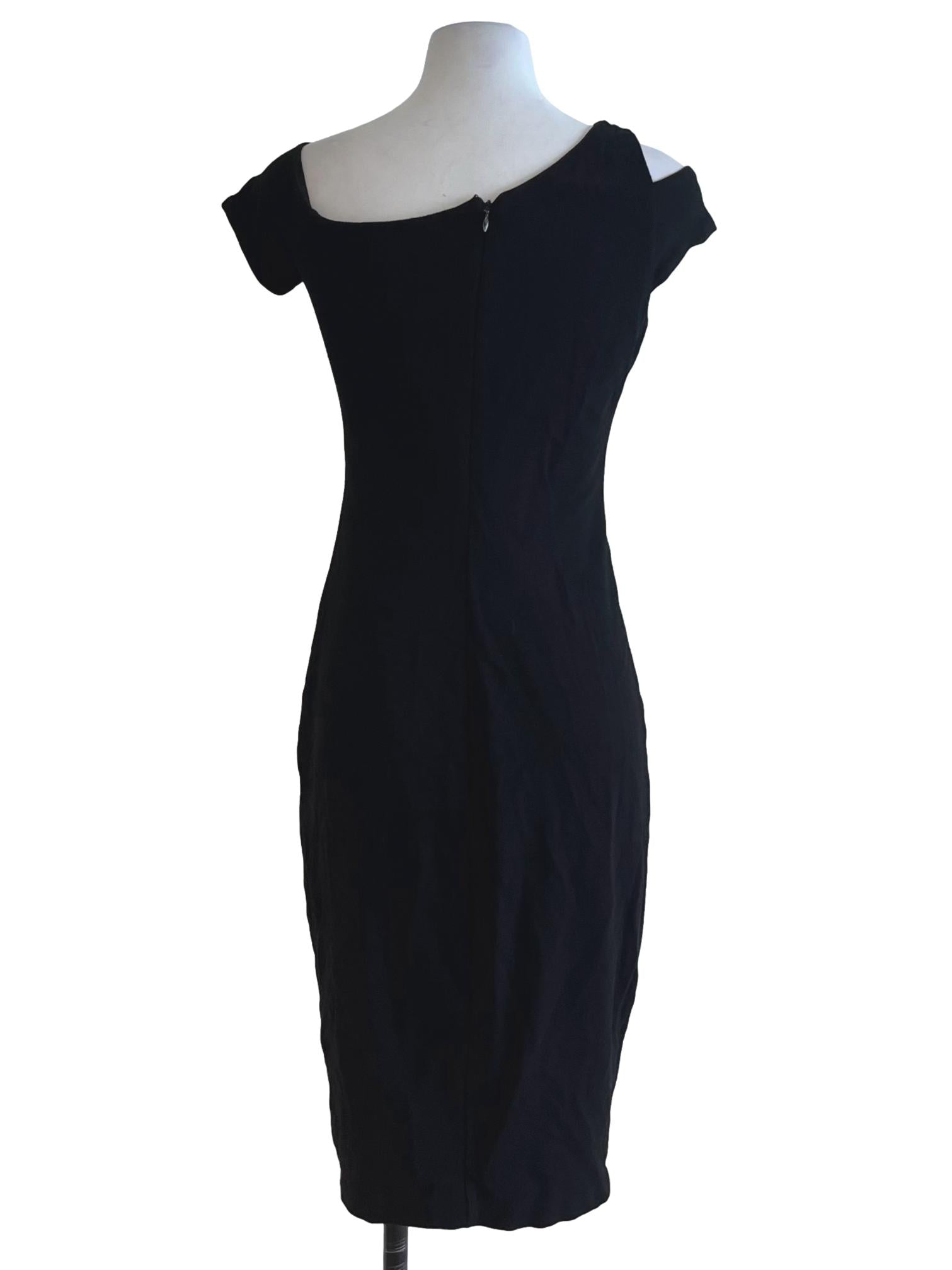 Black Sabrina Neckline Sheath Dress