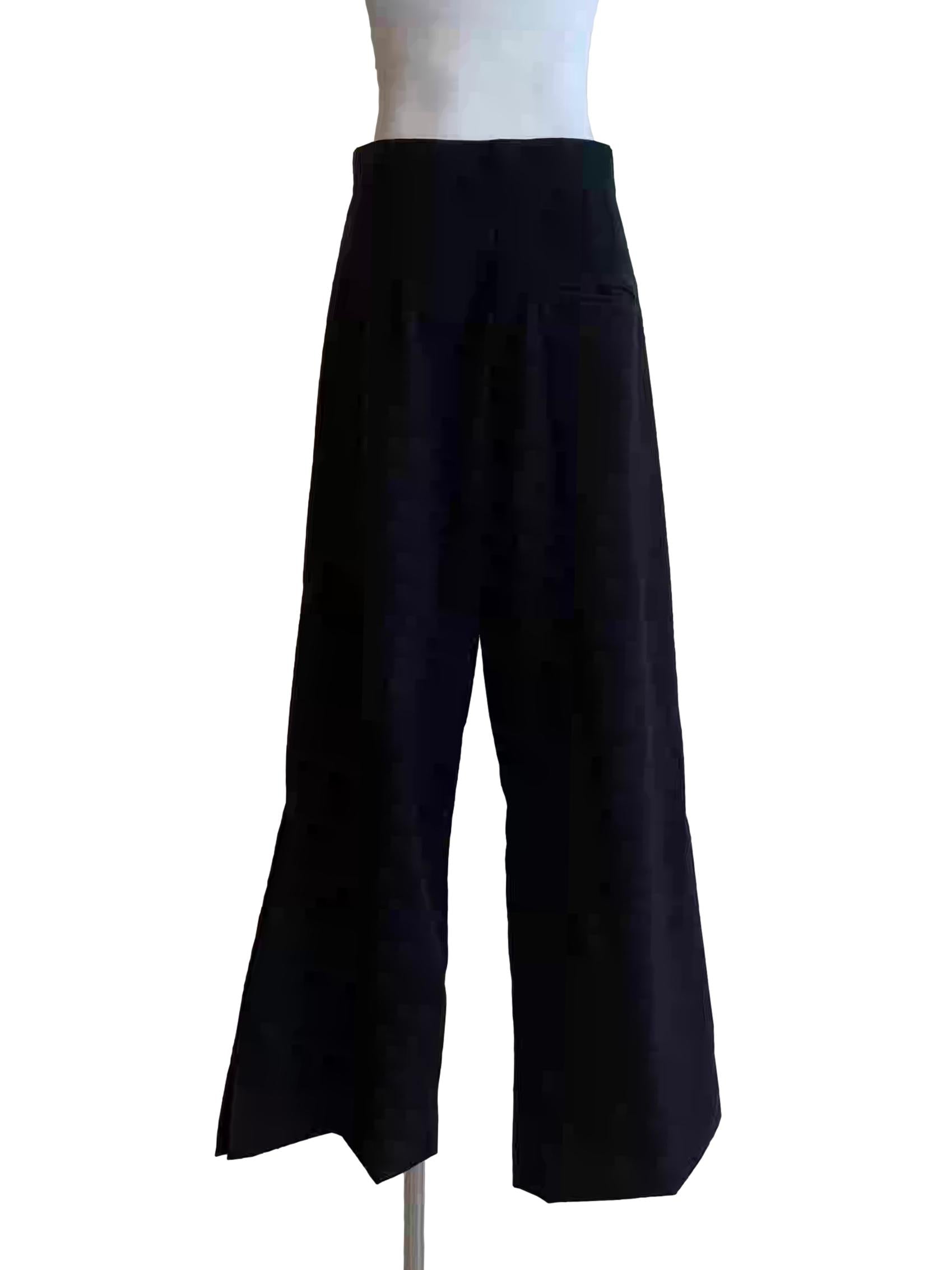 Ink Black Wide Leg Slacks
