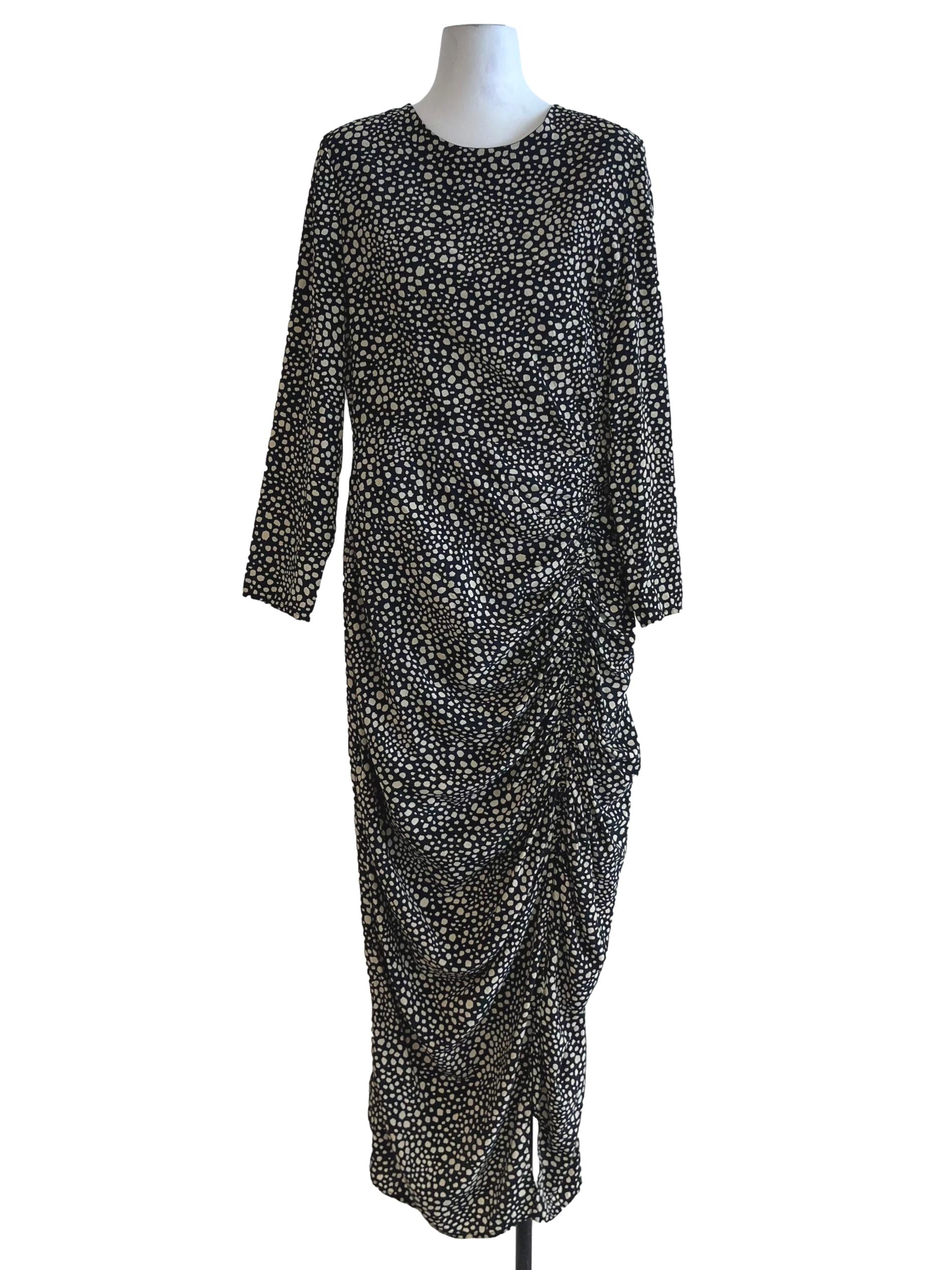 Black Dots Print Empire Dress