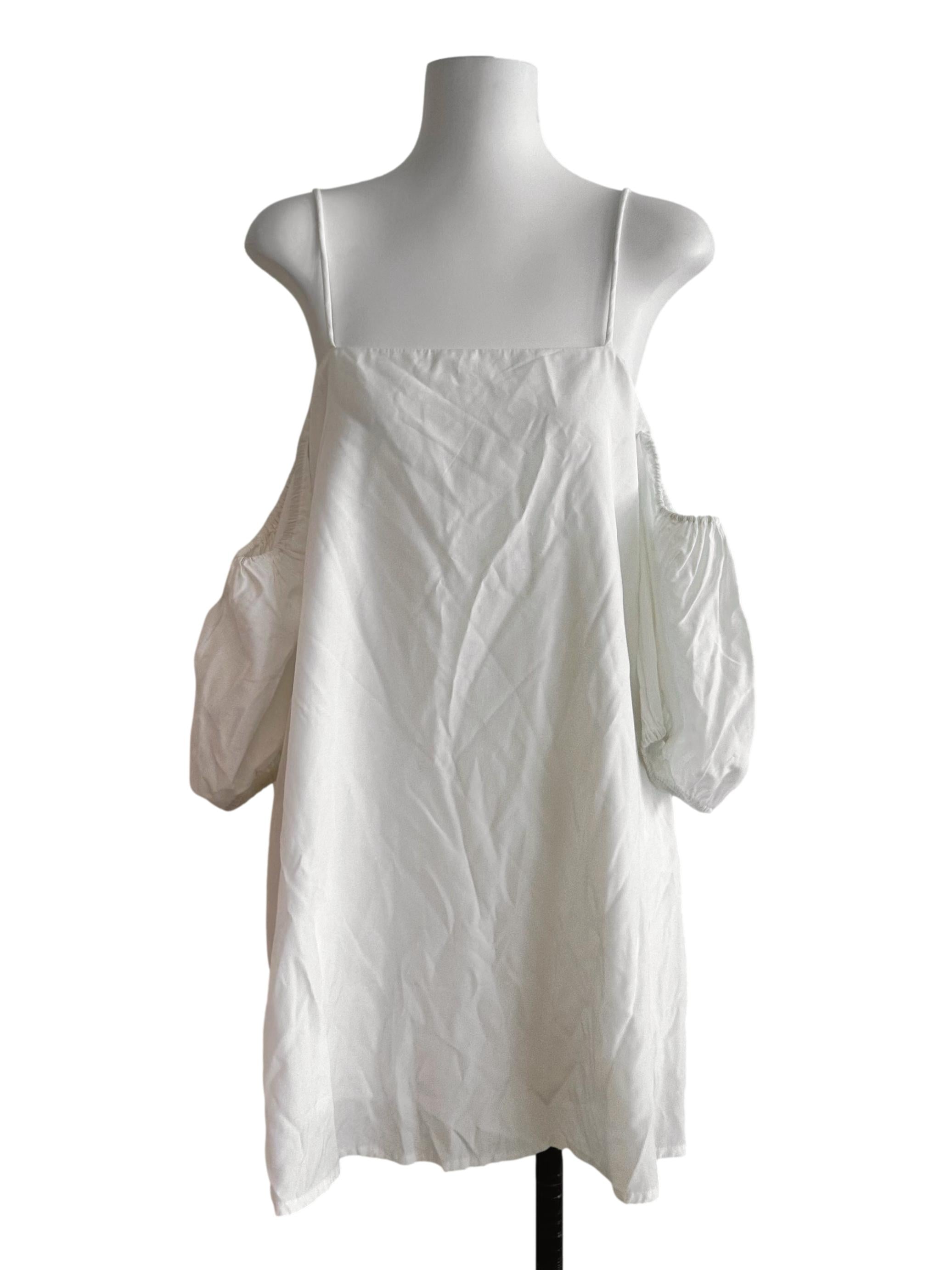 Pearl White Square Neck Off Shoulder Dress TTR