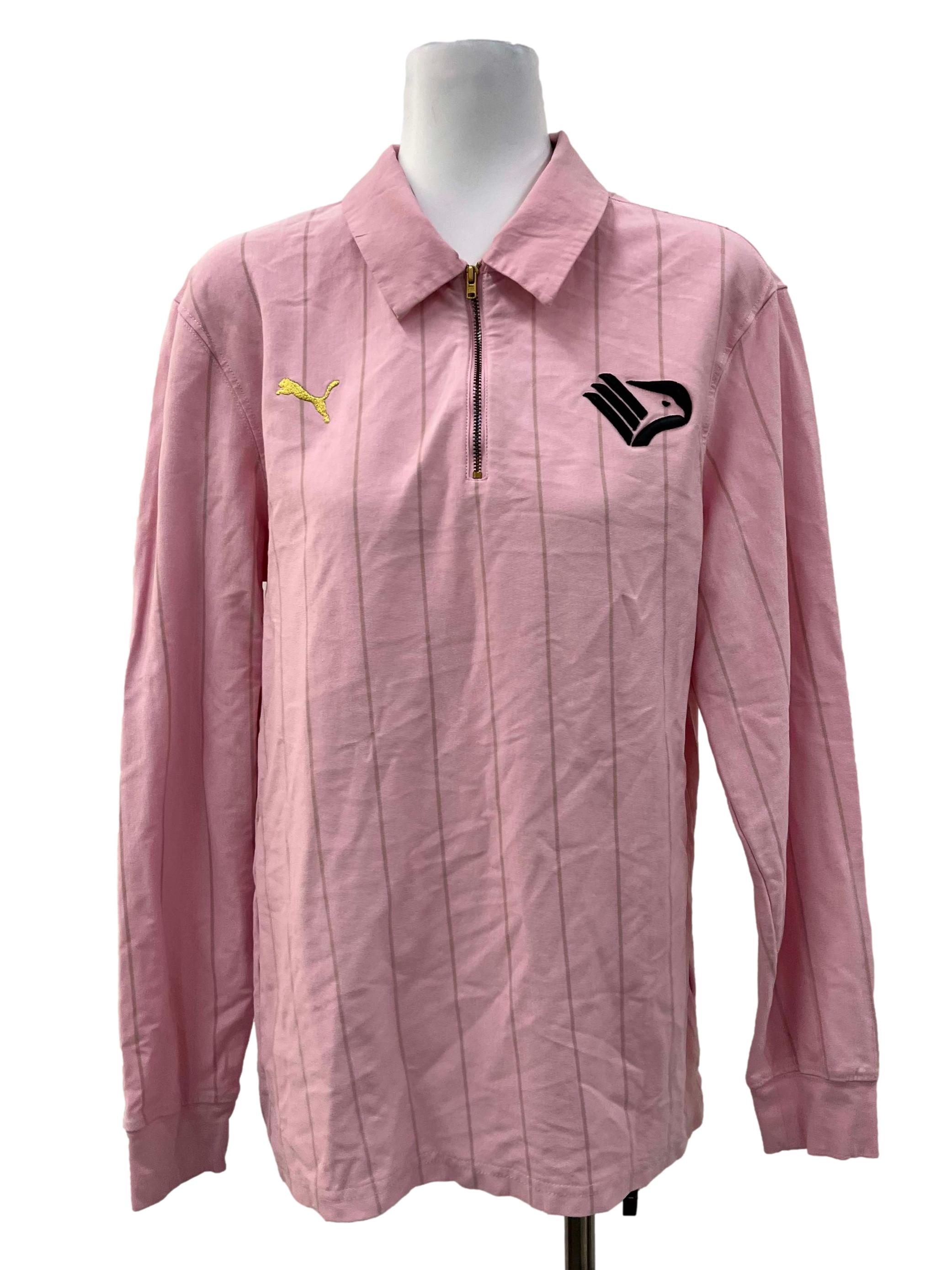 Puma Pink Collared Stripe Top | REFASH