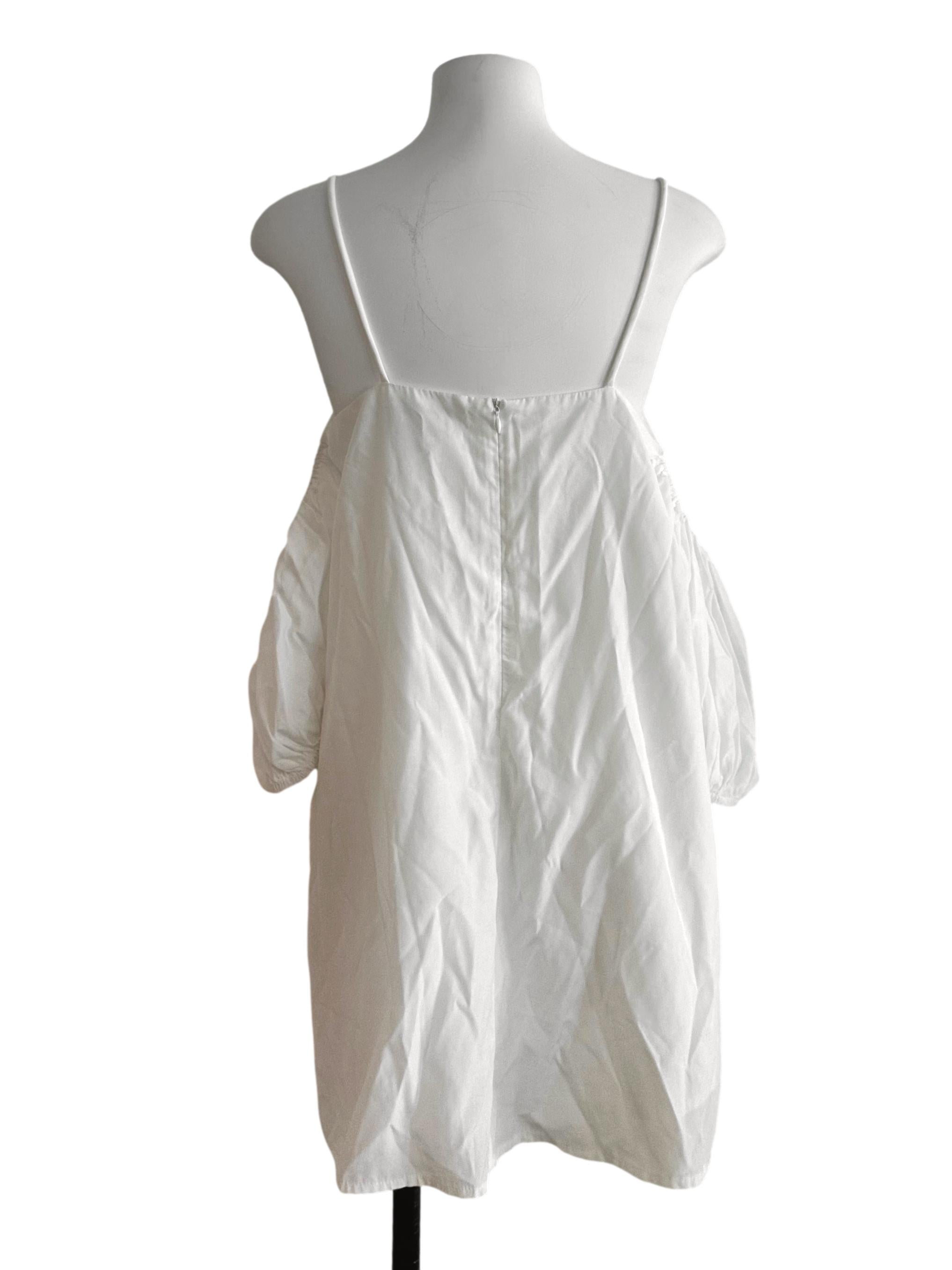 Pearl White Square Neck Off Shoulder Dress TTR