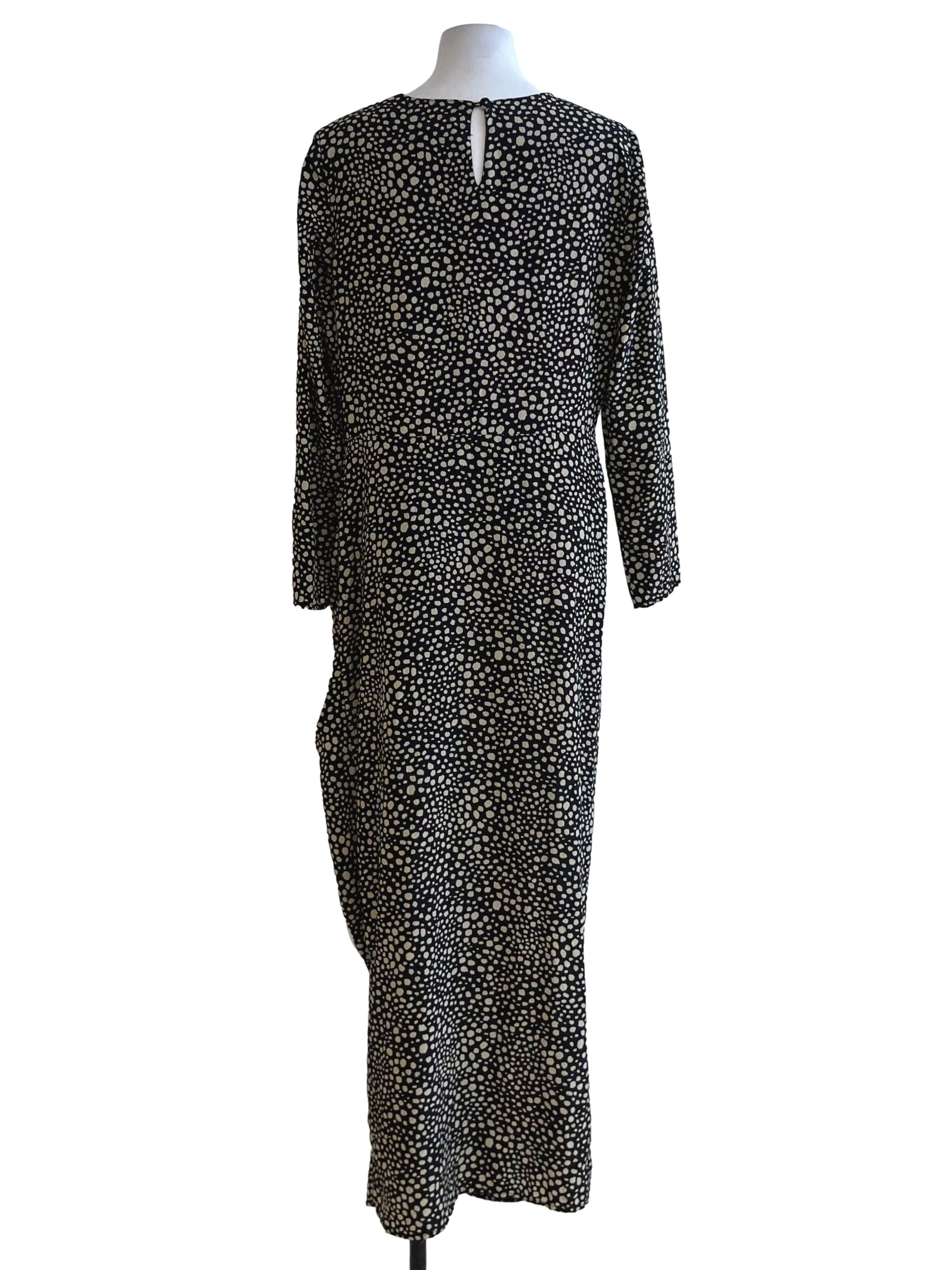 Black Dots Print Empire Dress