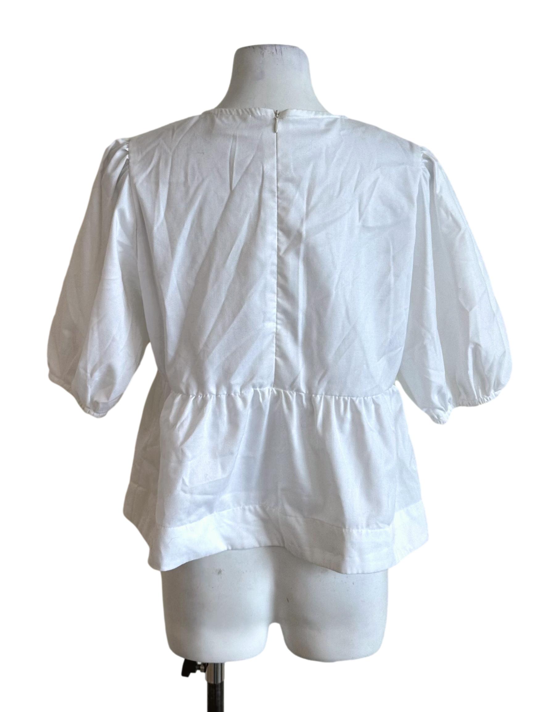 Pure White Ribbon Peplum Top
