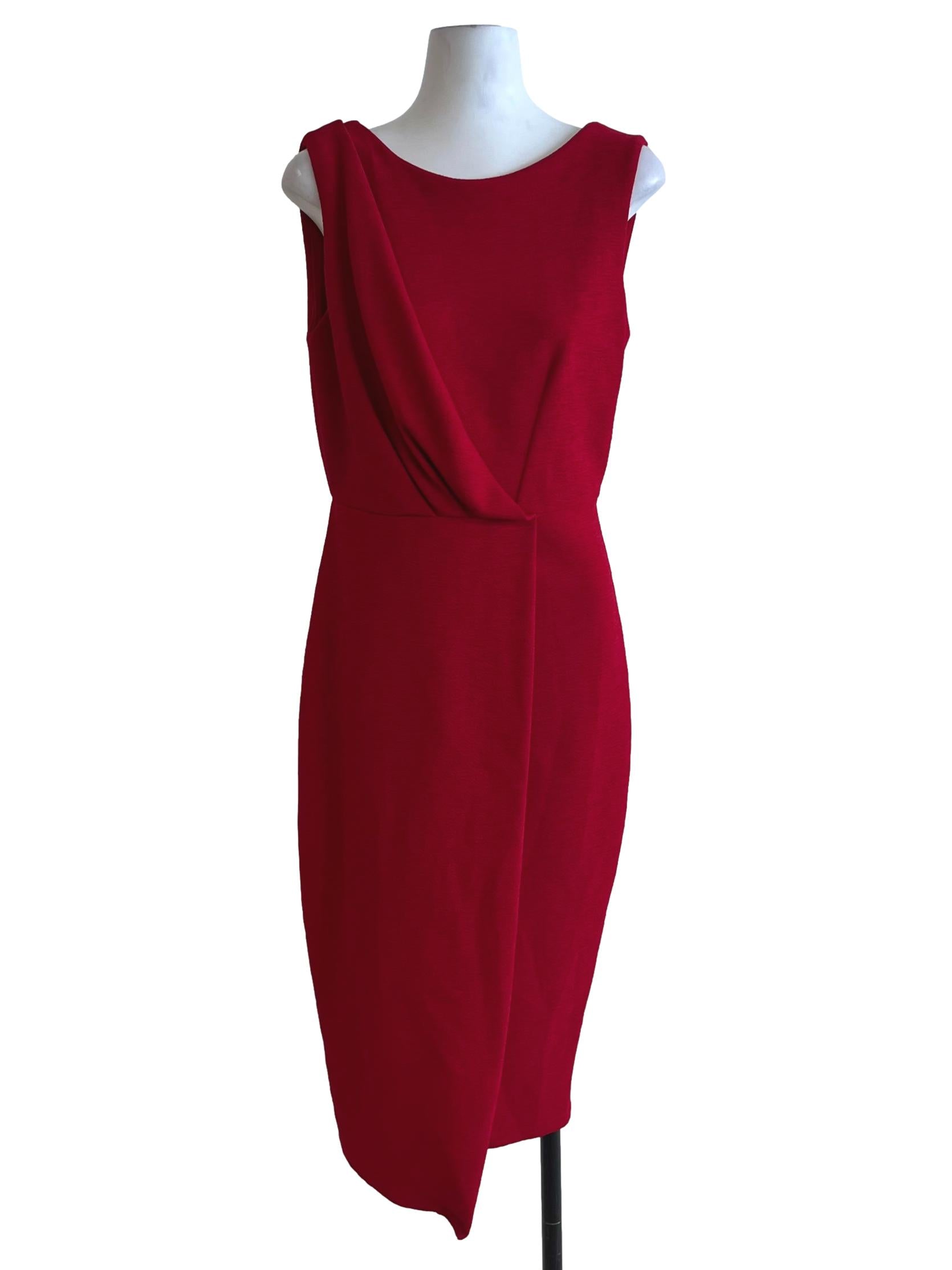 Scarlet Red Jewel Neckline A-Line Dress