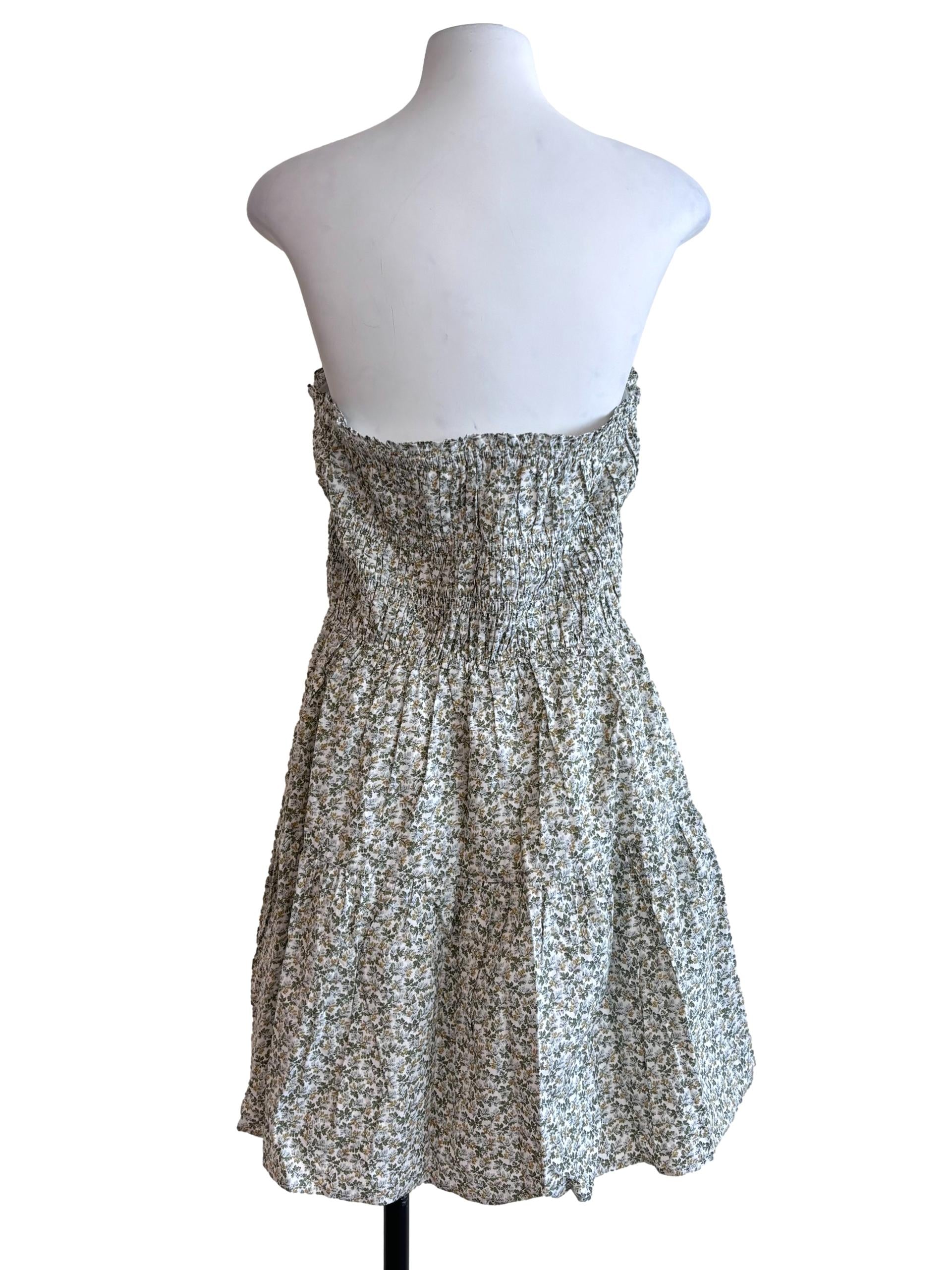 Green Floral Smocked Tiered Dress
