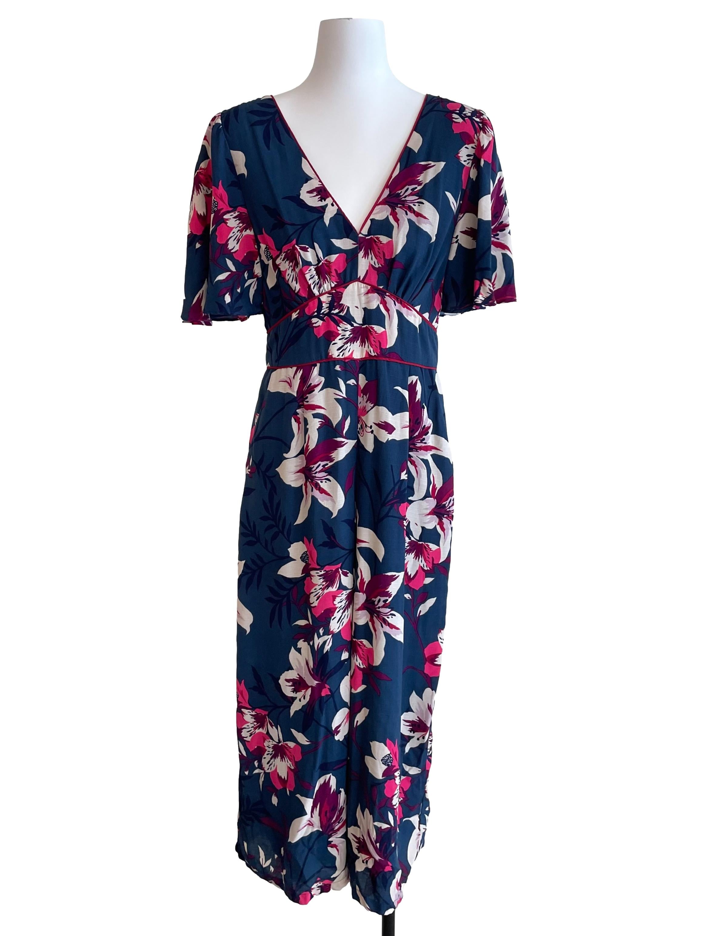 Aegean Floral Butterfly Sleeves Jumpsuit