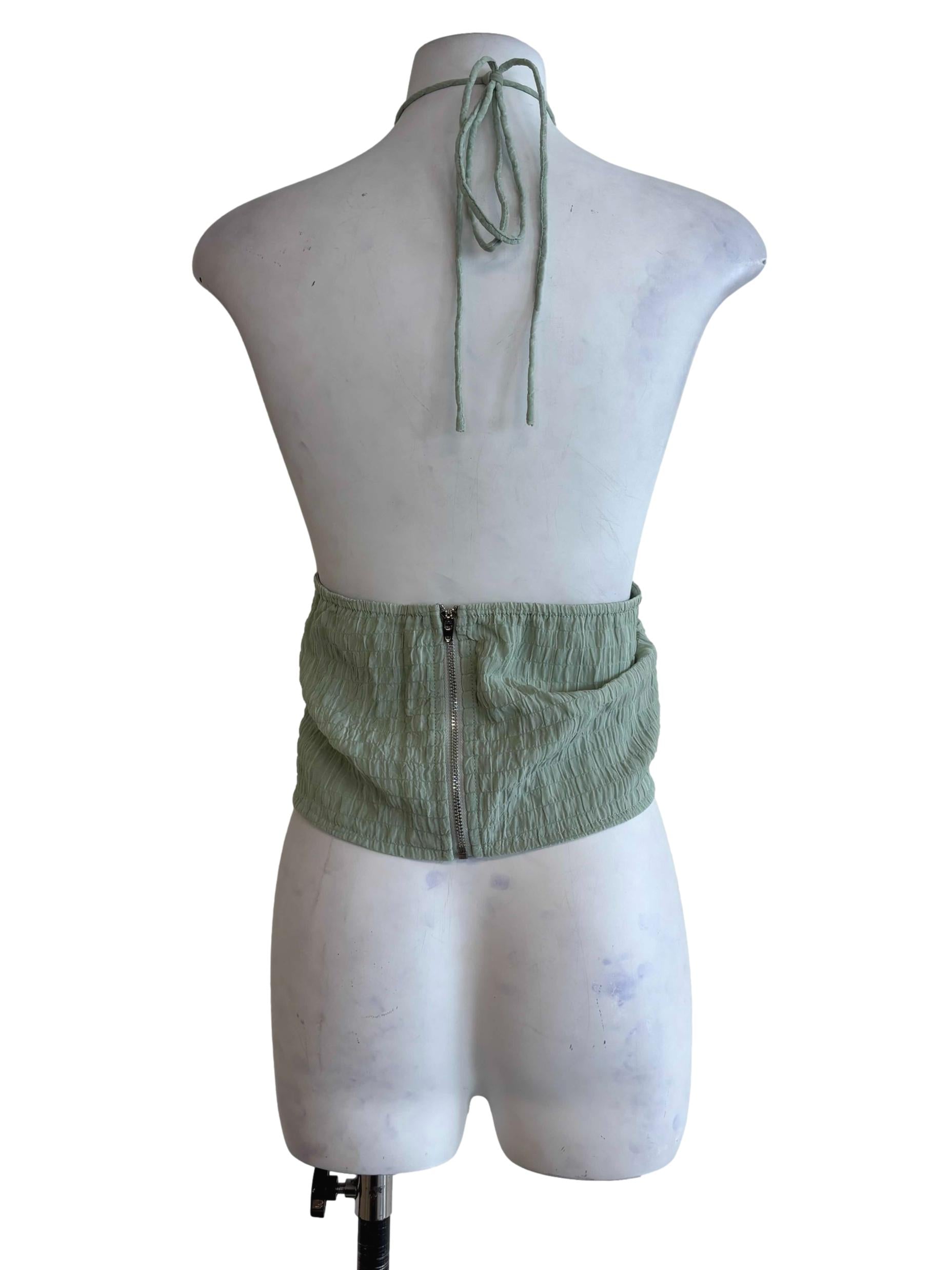Green Delsy Rosette Halter Padded Top