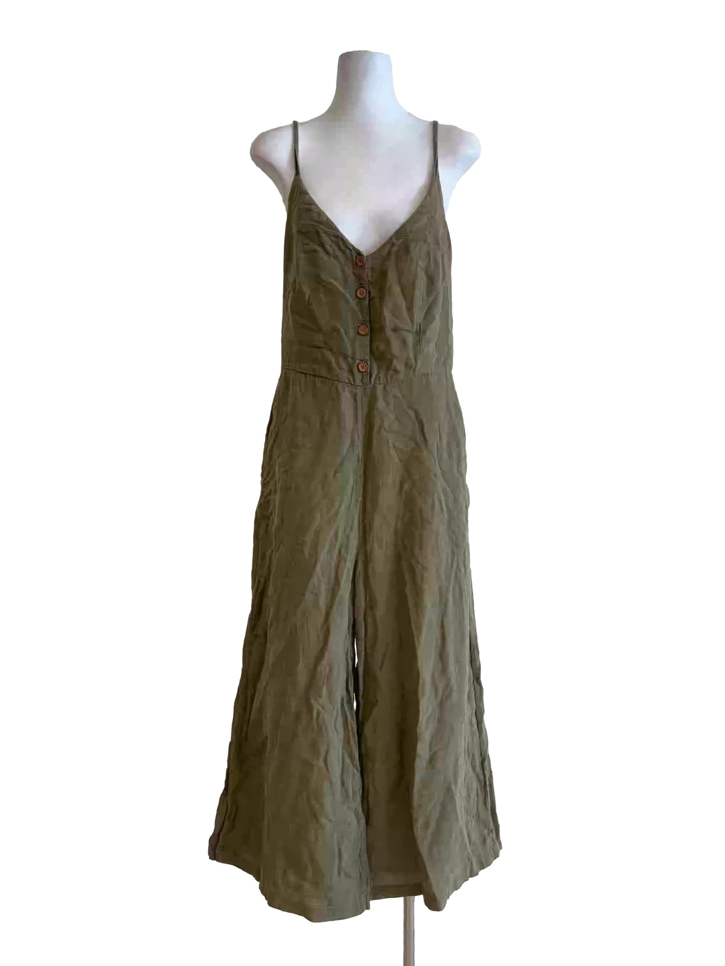Moss Green Linen Camisole Jumpsuit