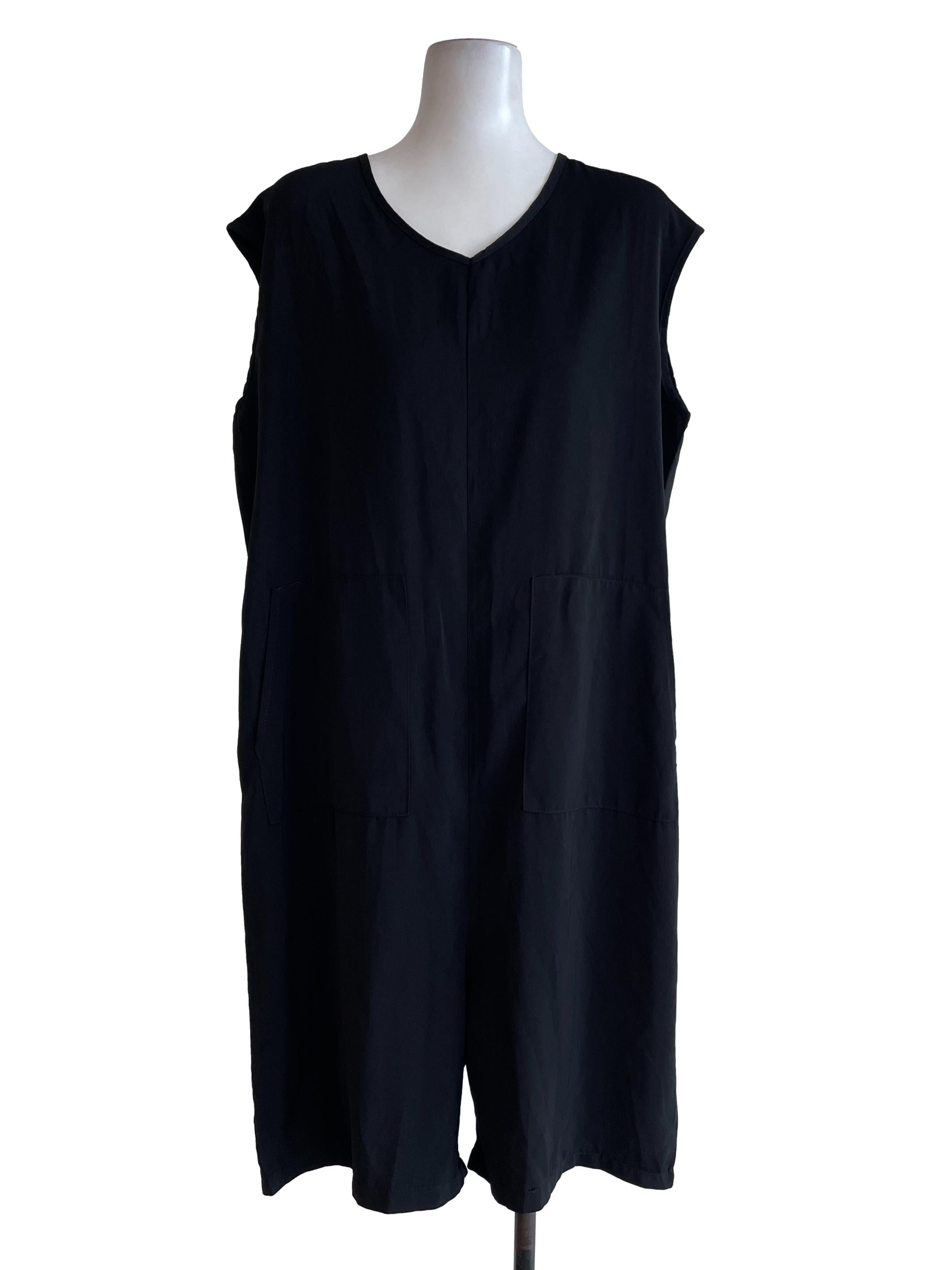 Black Plain Sleveless Romper