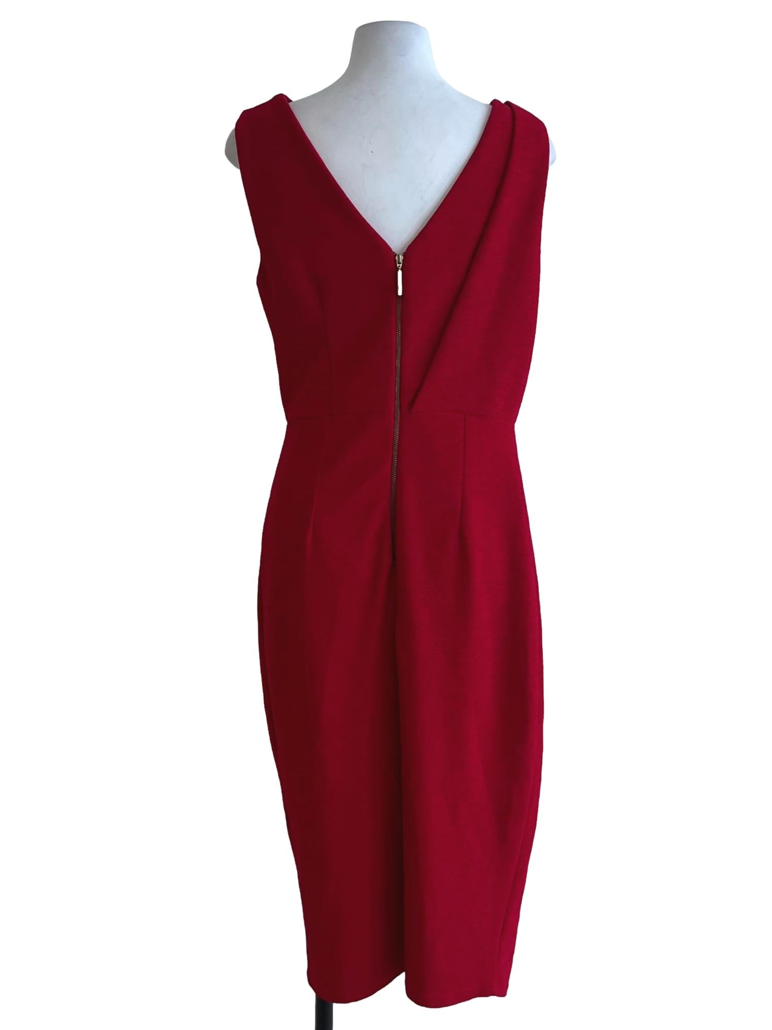 Scarlet Red Jewel Neckline A-Line Dress