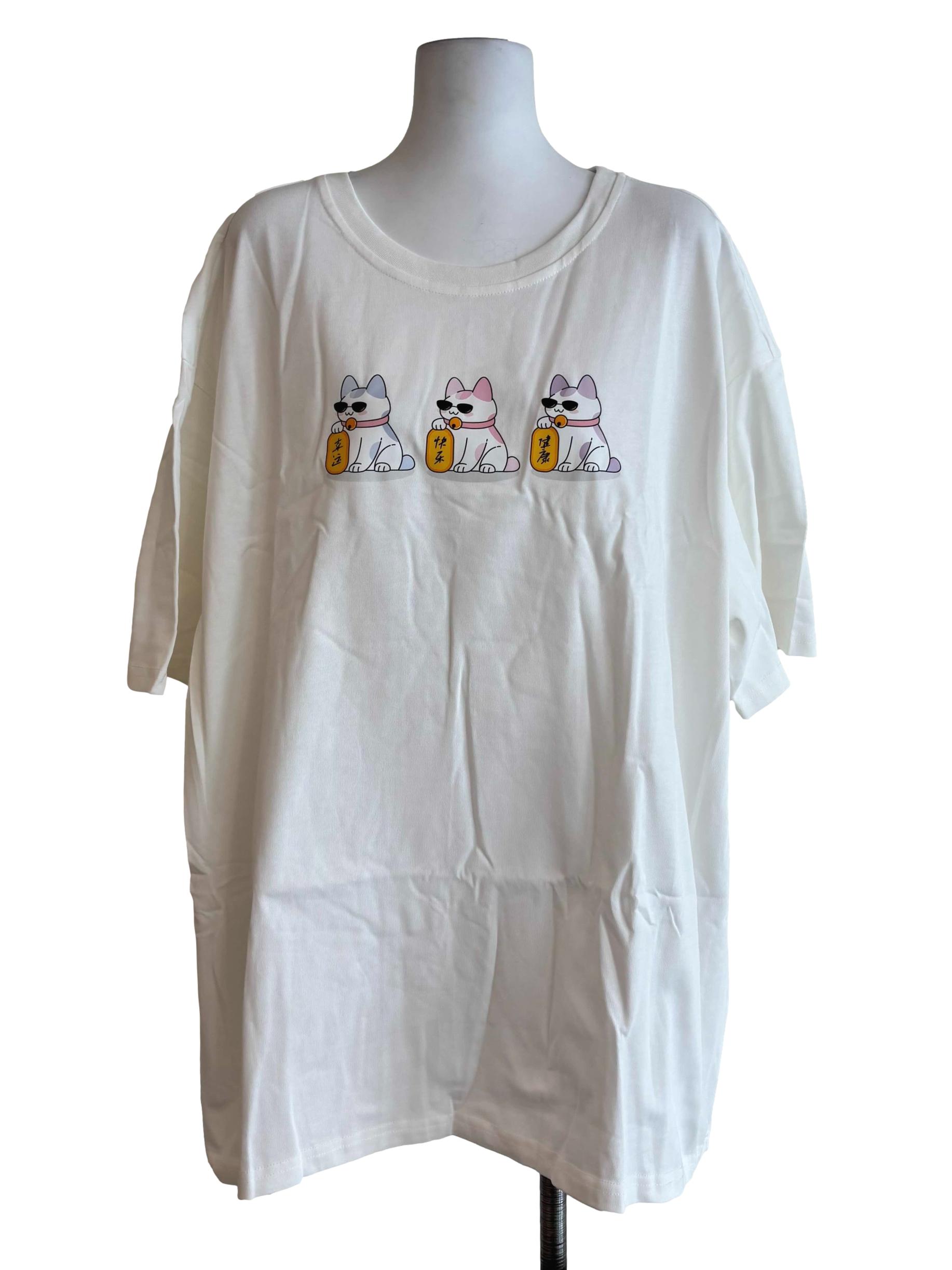 White Fortune Cat Tee